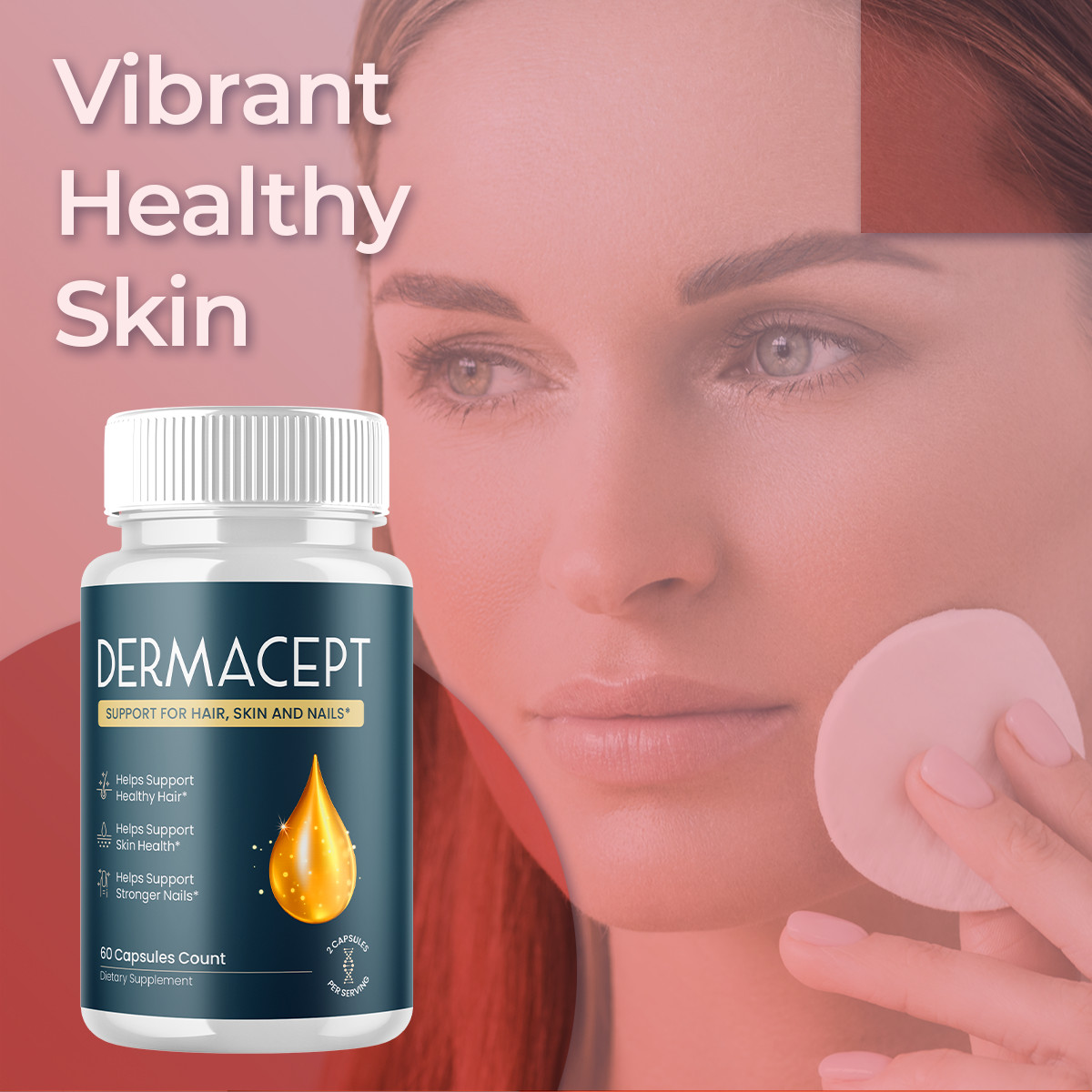 (1 Pack) Dermacept Advanced Formula Skin Health Derma Cept Pills 60 Capsules
