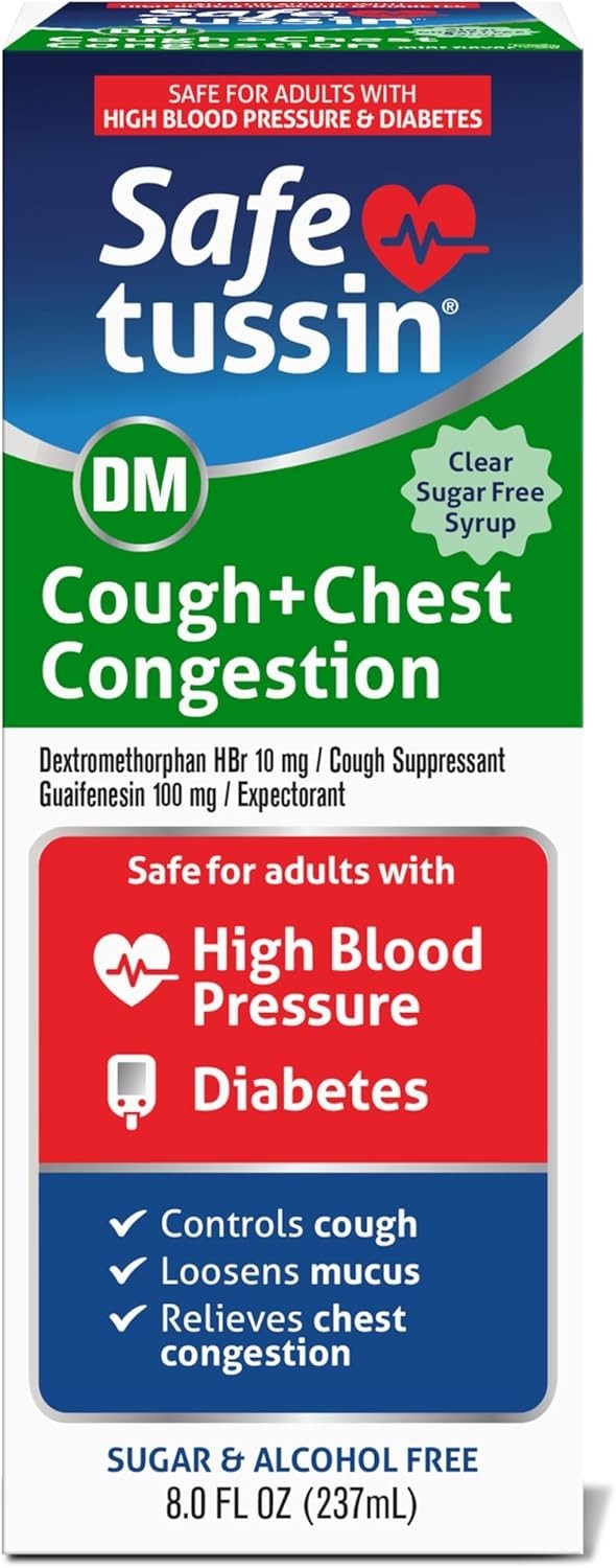 Cough Syrup Expectorant Mucus Relief Chest Congestion 8 Oz Safe for Adults with
