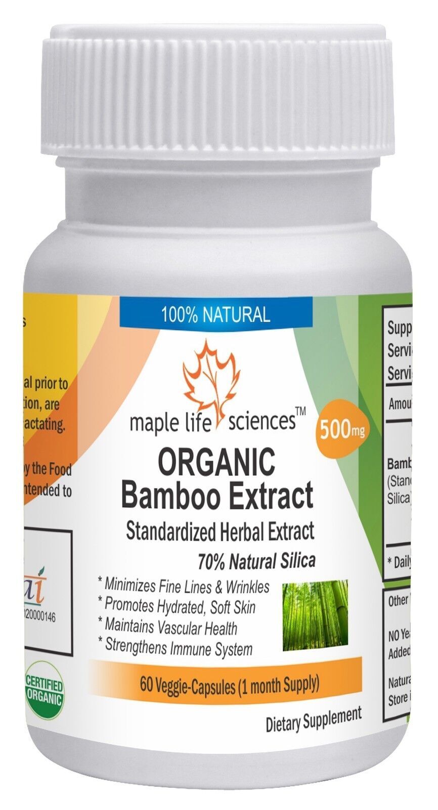 Bamboo Extract Capsules 70% Organic Silica Pure & High Quality