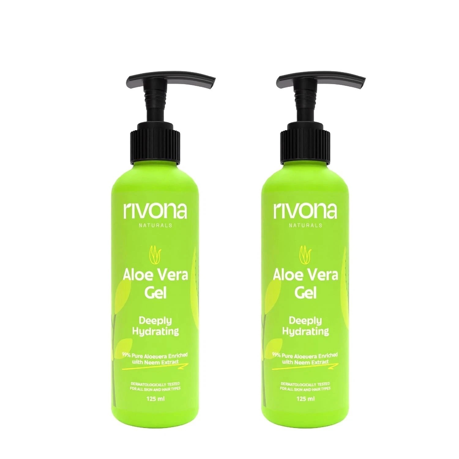 Rivona Naturals Aloe Vera Gel For Skin And Hair 125ml Each Set Of 2