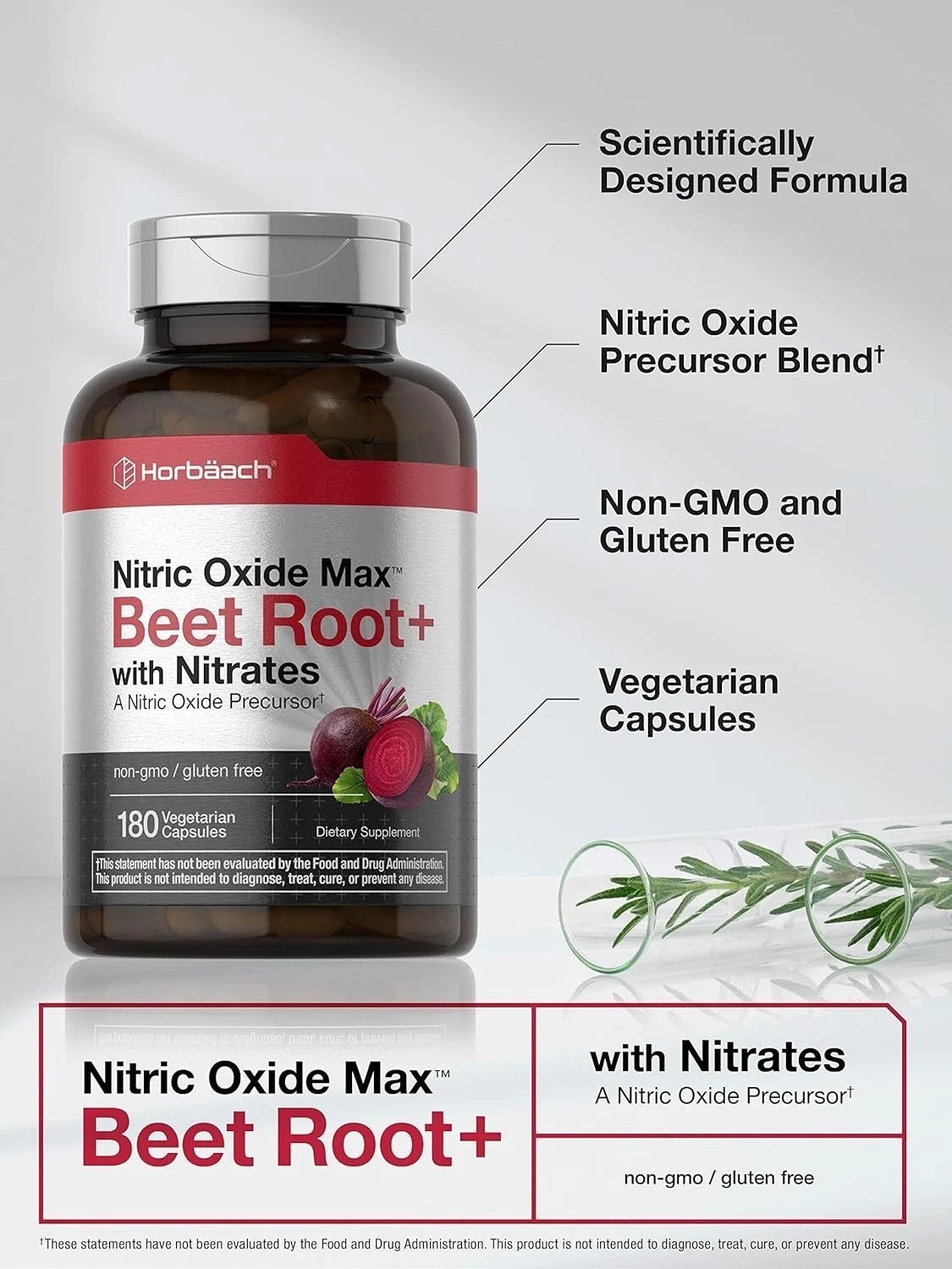 Horbäach Nitric Oxide Beet Root Capsules | 180 Count | with Nitrates and…