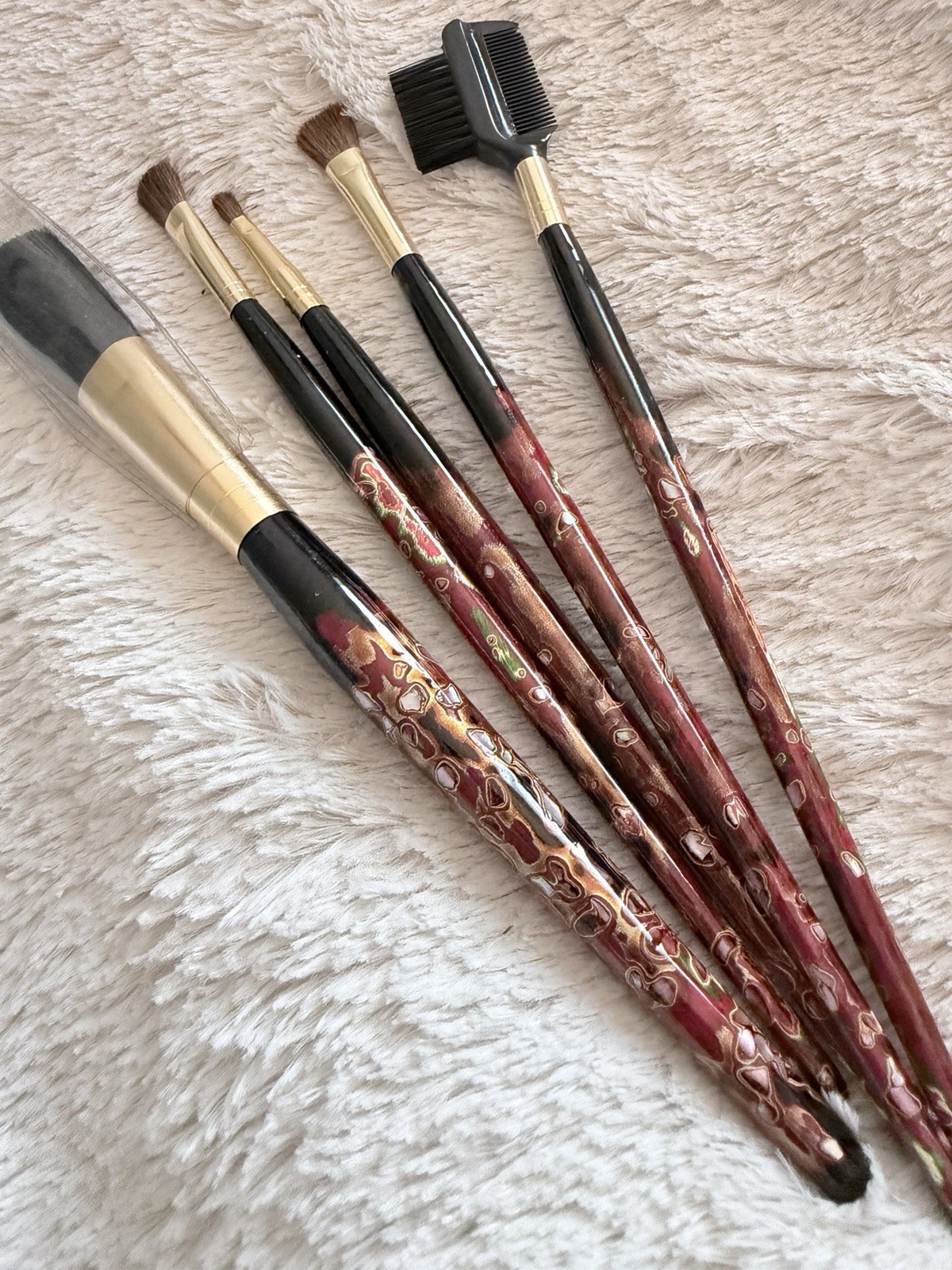 Set of 4 New Vintage Cosmetic Makeup Japanese Painted Brush