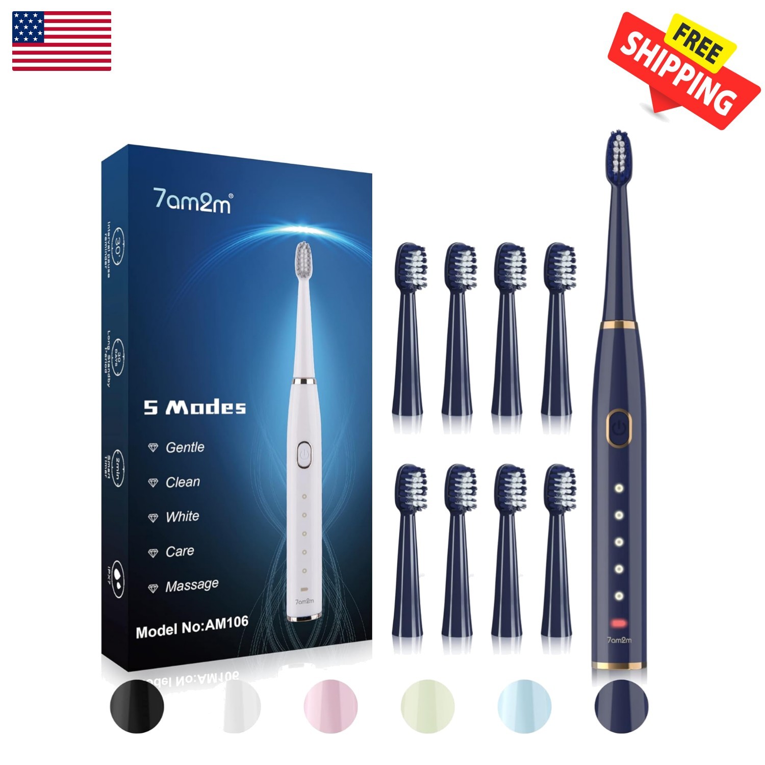 Ultimate Sonic Electric Toothbrush with 8 Heads & 4-Hour Charge for All Ages