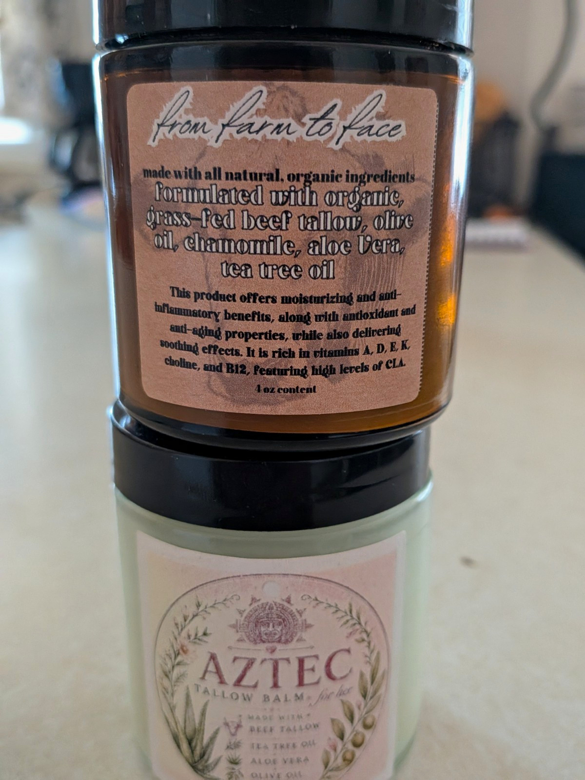 From Farm to Face Aztec Beef Tallow Face Moisturizer Balm, Tea Tree, 4 oz