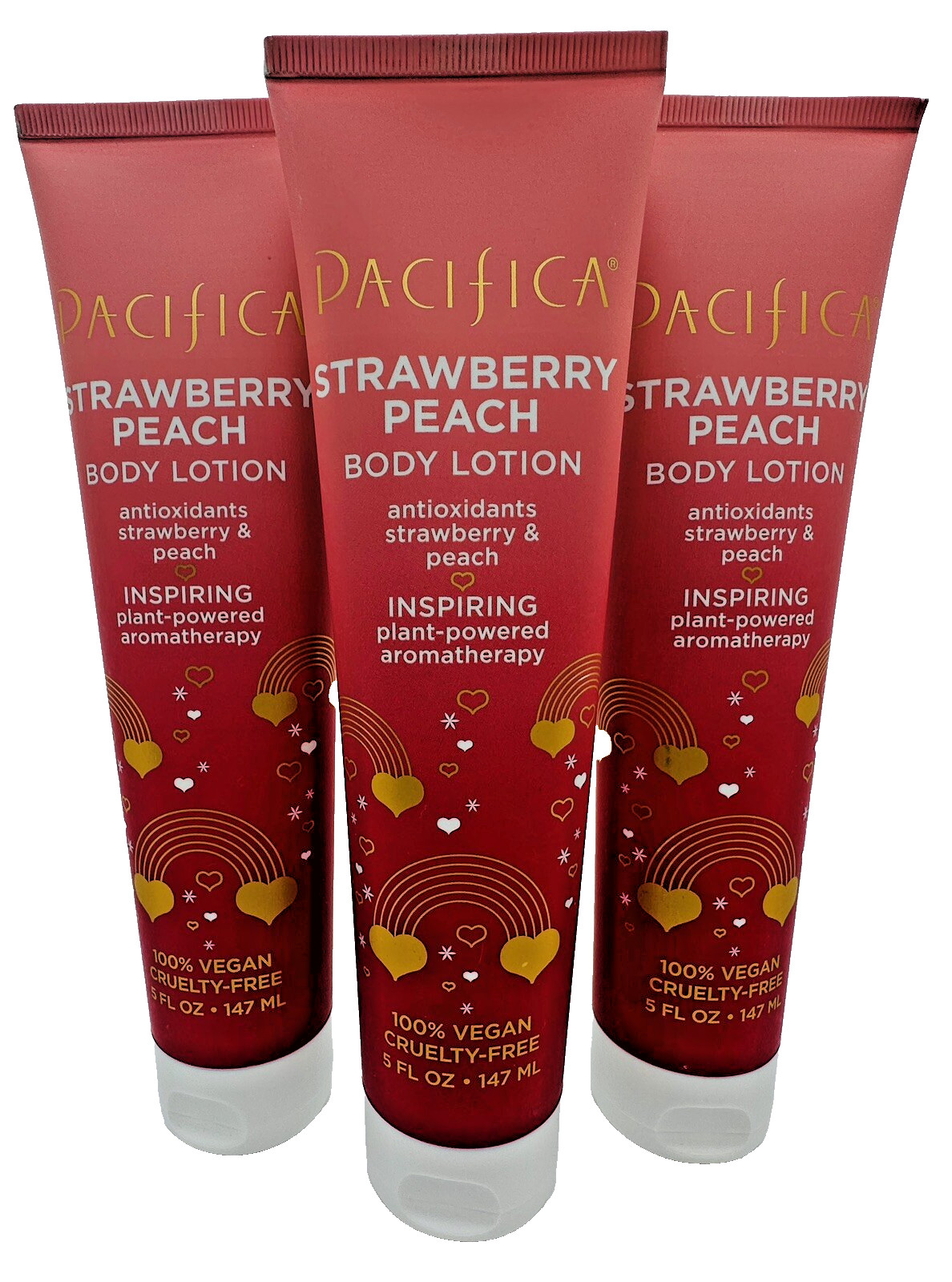 Pacifica Strawberry Peach Body Lotion 5 Oz x3