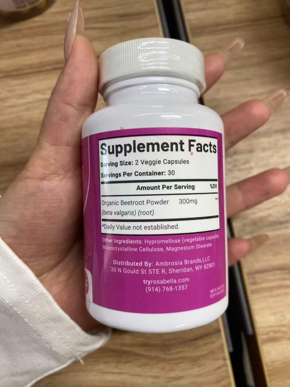 2PCS Rosabella Organic Beet Root 60 Capsules Natural Energy Boost Blood Pressure