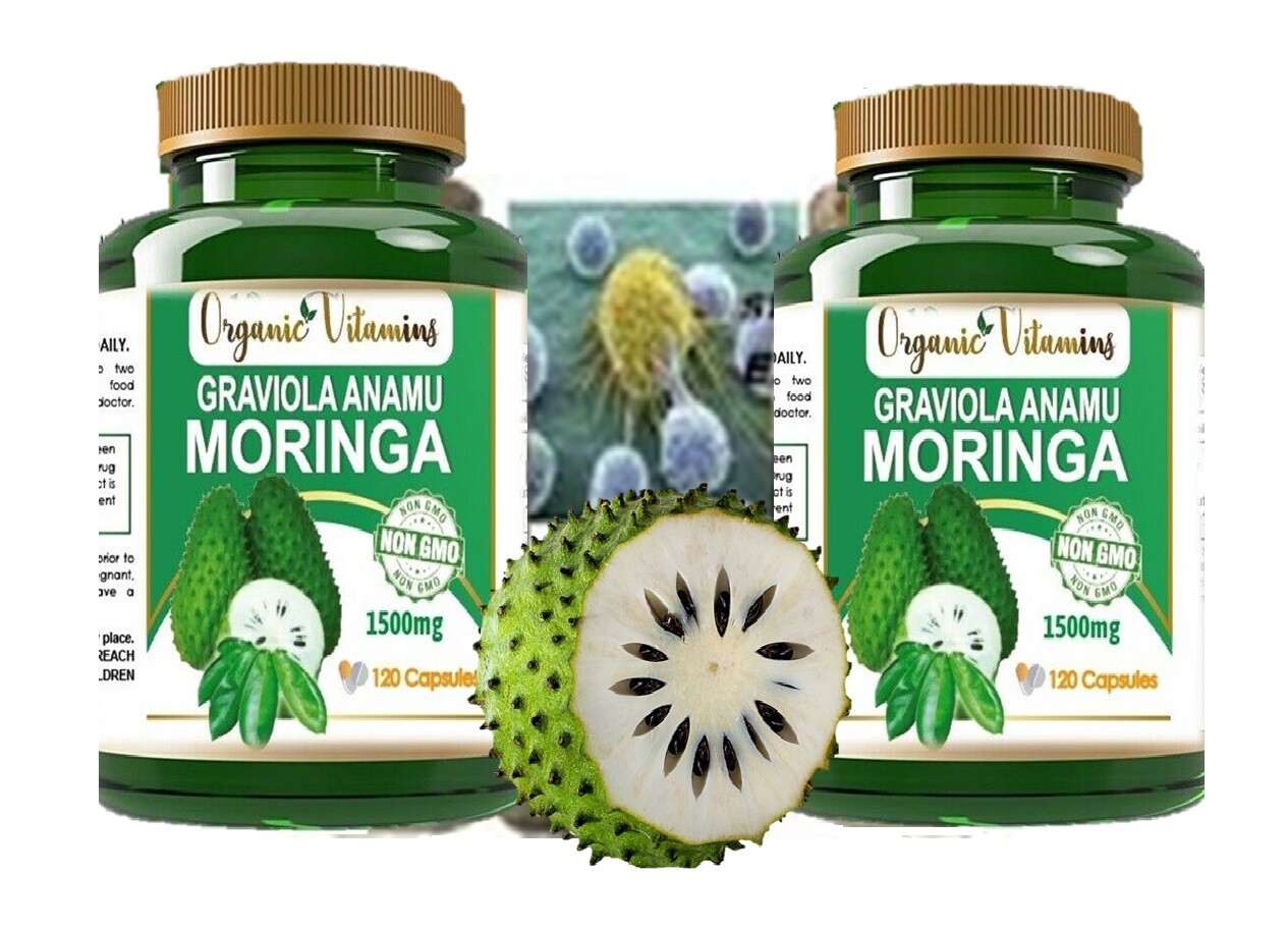 Graviola / Guanábana soursop Supplements 100% Natural 1500mg ANTIOXIDANTS 2 USA