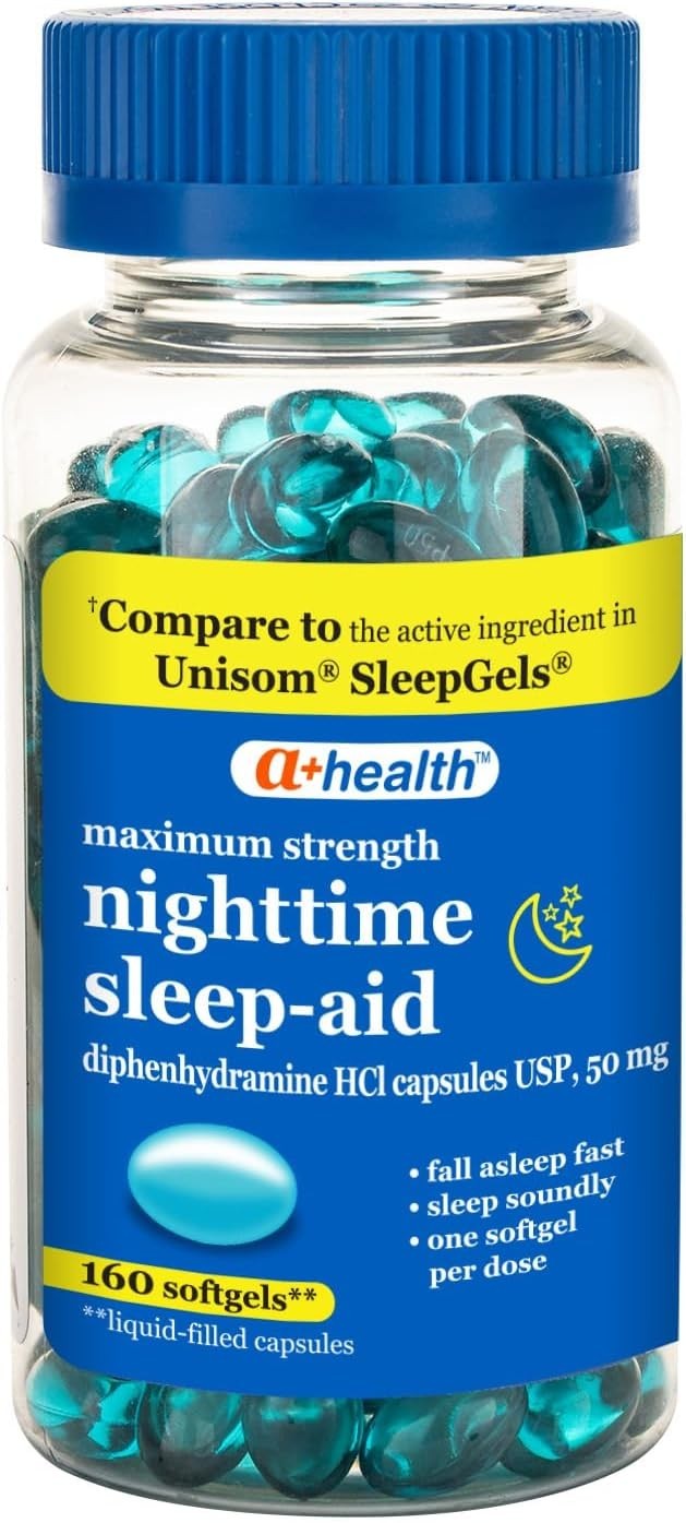 160 Count Diphenhydramine Softgels, Maximum Strength Sleep Aid – Easy Swallow