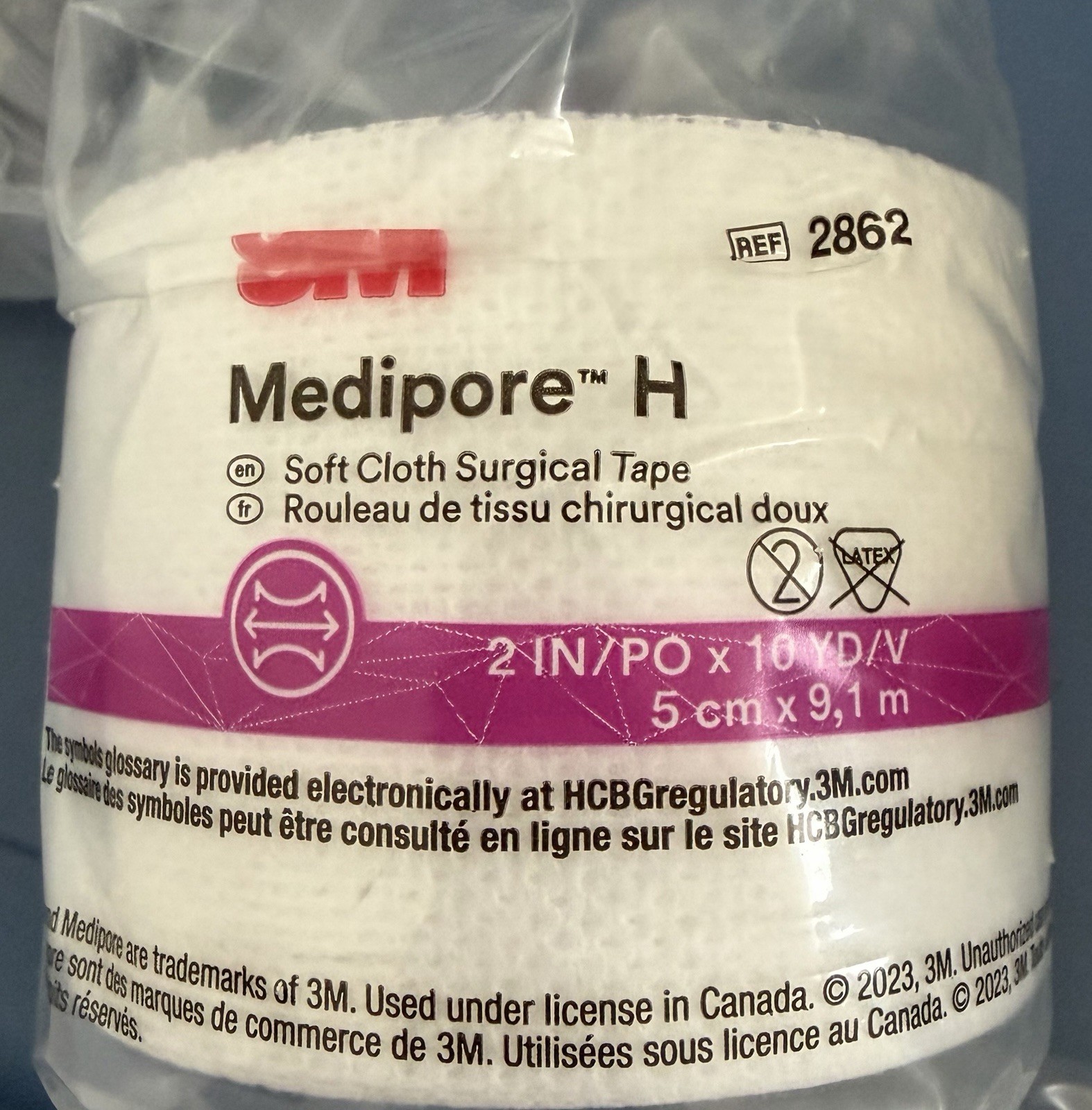 3M Medipore H 2in x 10yd Cloth Surgical Tape Roll, Latex Free, 2862