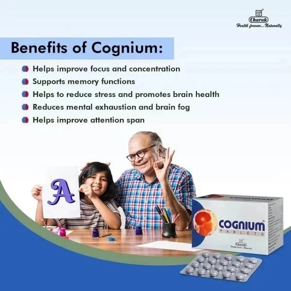 Charak Cognium Ayurvedic Tablet – 60 Tabs (3 Strips) for Brain & Memory Support