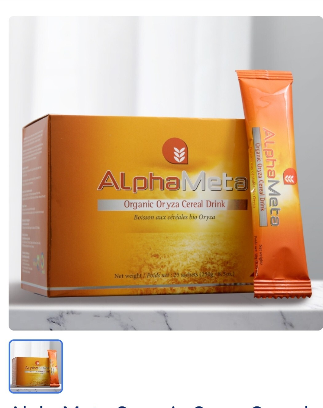 Alpha Meta Organic Oryza Cereal Drink 25 bags/box (250gm) system booster/