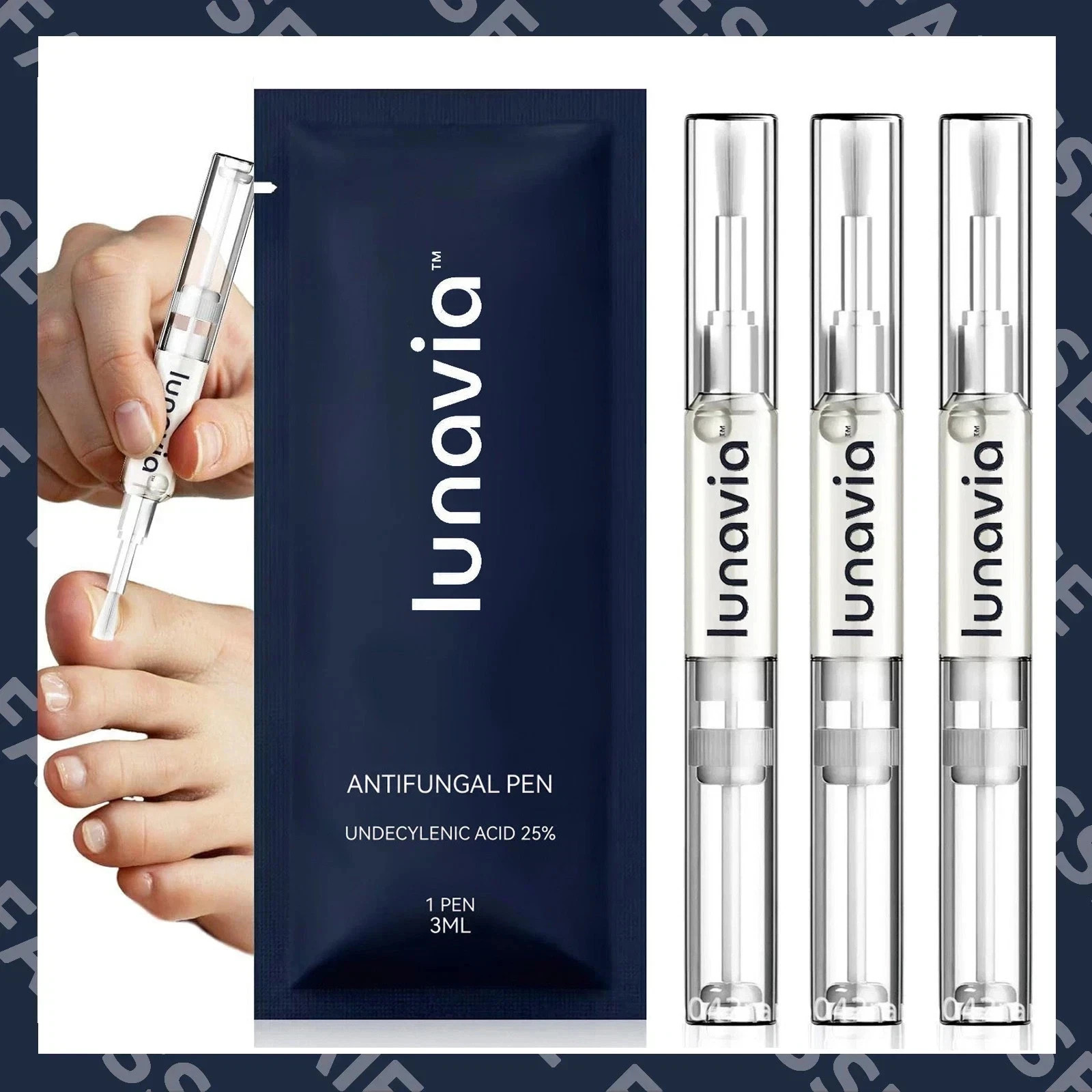 Lunavia Toenail Fungus Pen – 25% Undecylenic Acid (3 Pack)
