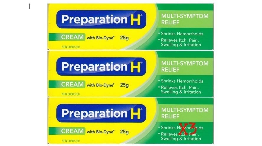 3x Canadian Preparation H Cream With Bio-Dyne Multi Symptom 25g Canada Wrinkles