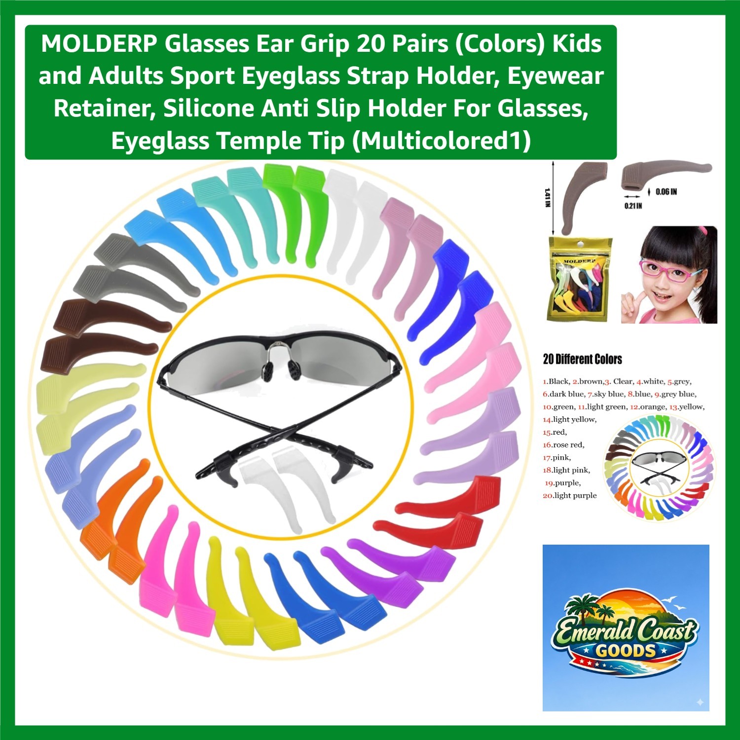 Ultimate Comfort: 20 Pairs of Silicone Anti-Slip Eyeglass Retainers for All Ages