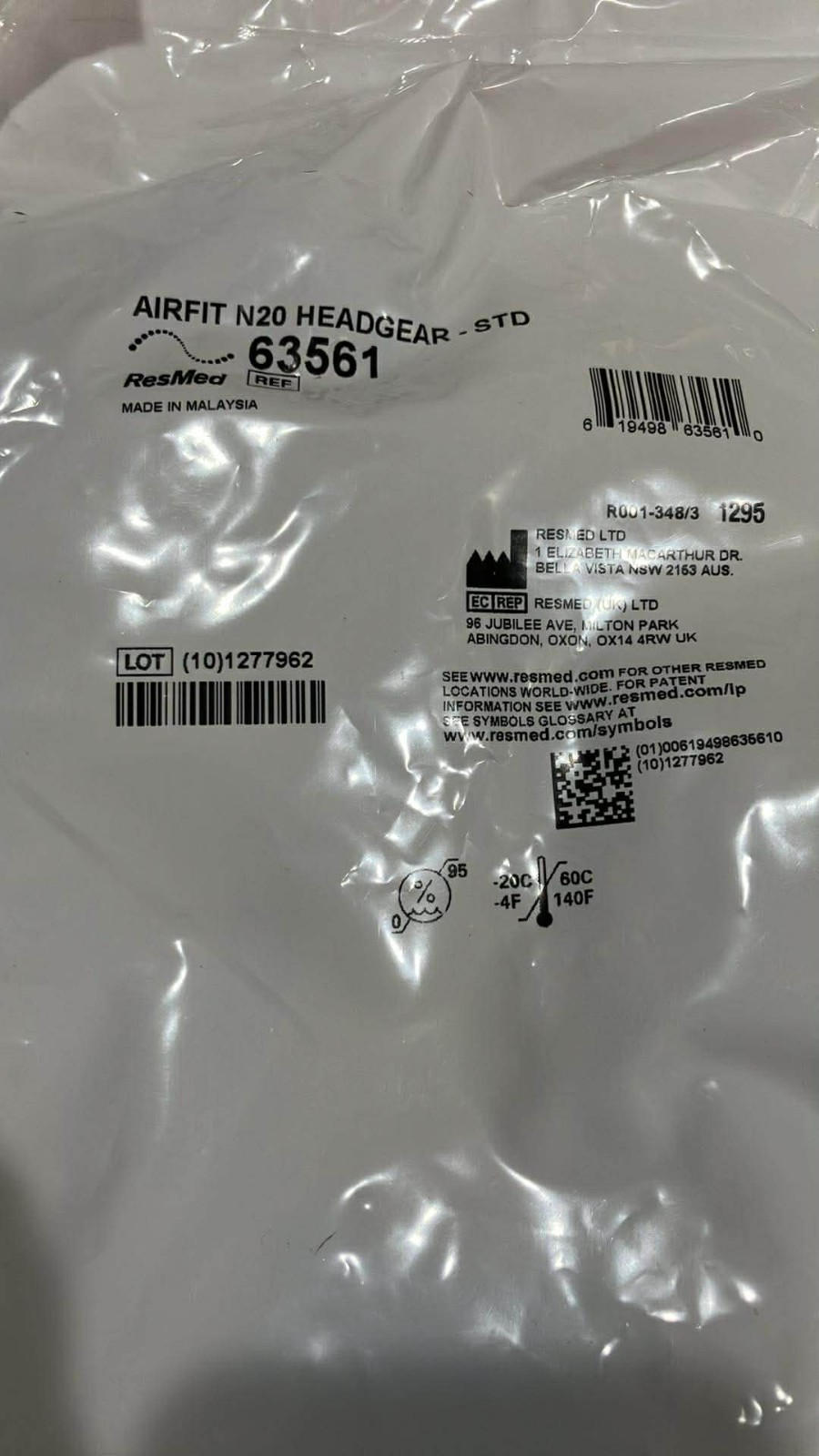 (2)AirTouch & AIRFIT N20 Headgear —Standard Size NEW in Packaging 63561