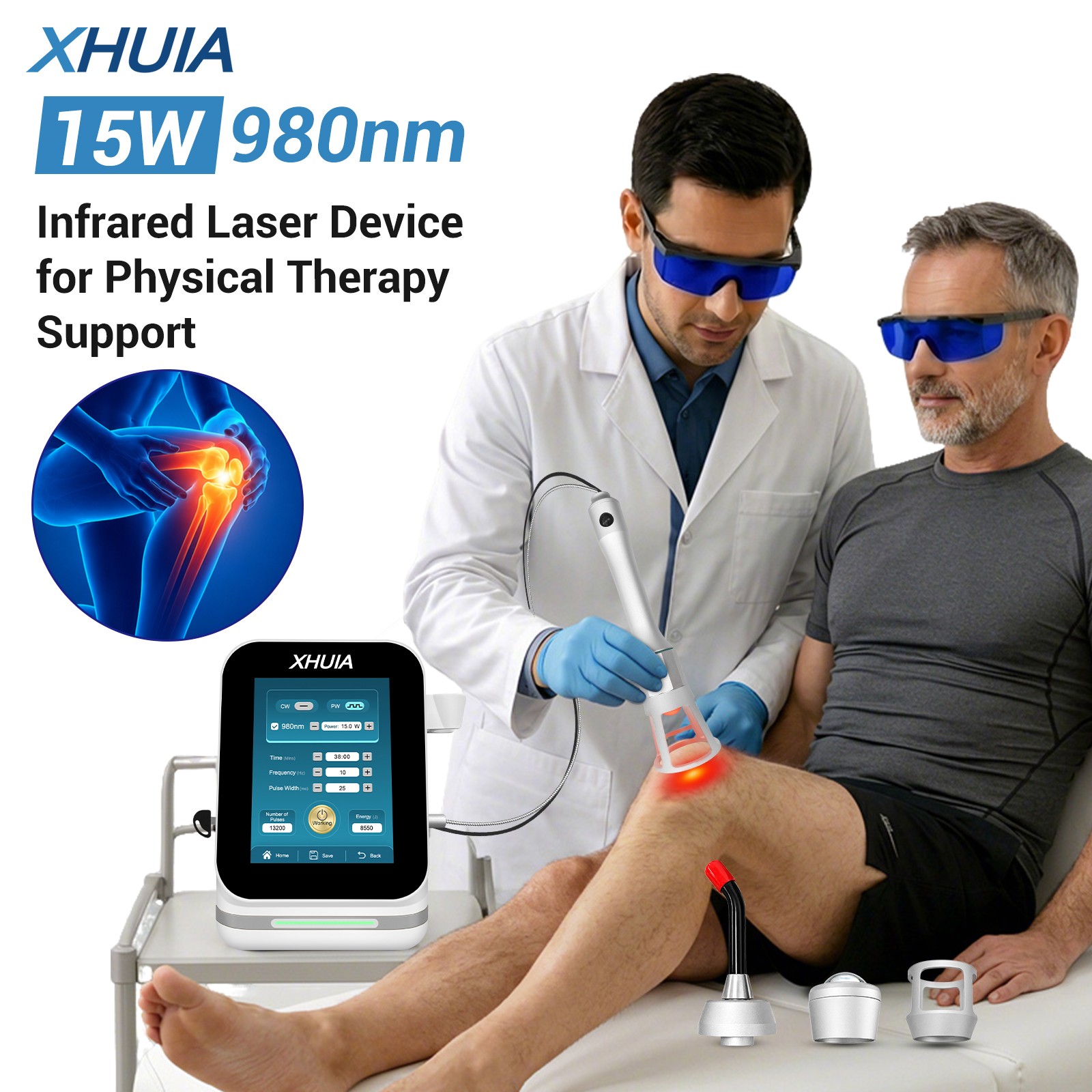 15W 980nm High Power Class IV Laser Therapy Device LLLT Machine for Home Clinic