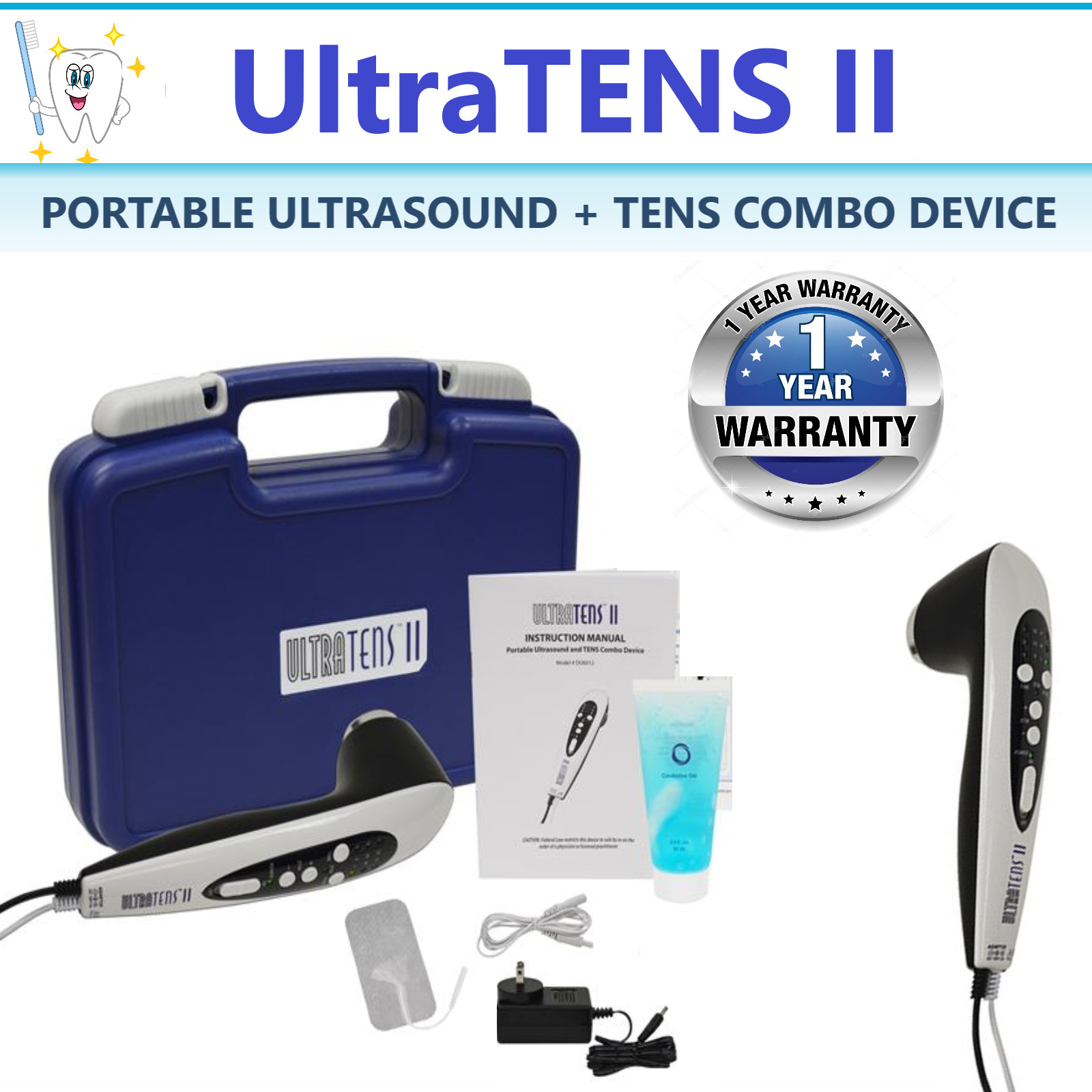 Ultra TENS II Healing Electronic, Physical Therapy Tens-Ultrasound, 1 Year Warnt