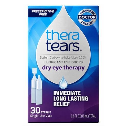 TheraTears Dry Eye Therapy Lubricant Eye Drops 30 Single Use Vials 0.6oz / 18ml