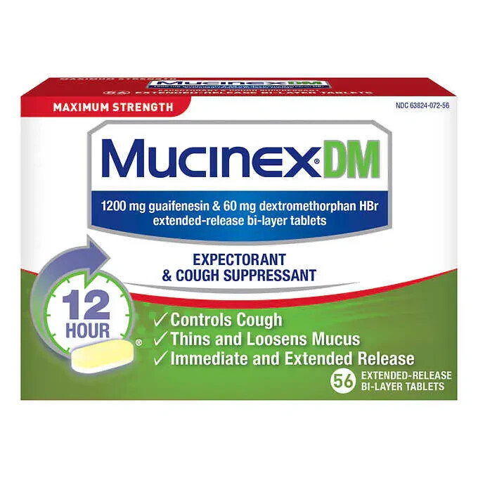 Mucinex DM Expectorant & Cough Treatment 56ct tablets Exp 01/2026+Free Shipping