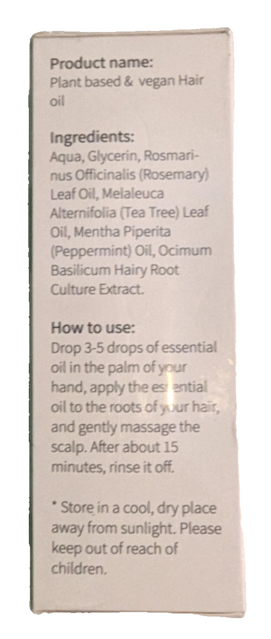 Natural Healthy Hair Plant Based Vegan Hair Oil Best By: APRIL 2027