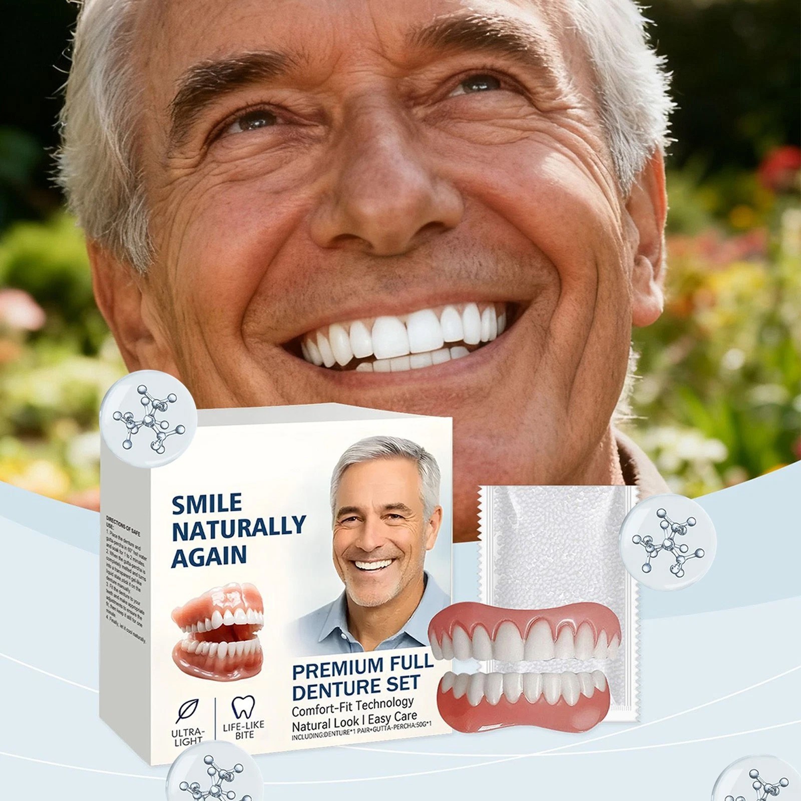 Full Denture Set for Men and Women Upper and Lower Denture False Teeth
