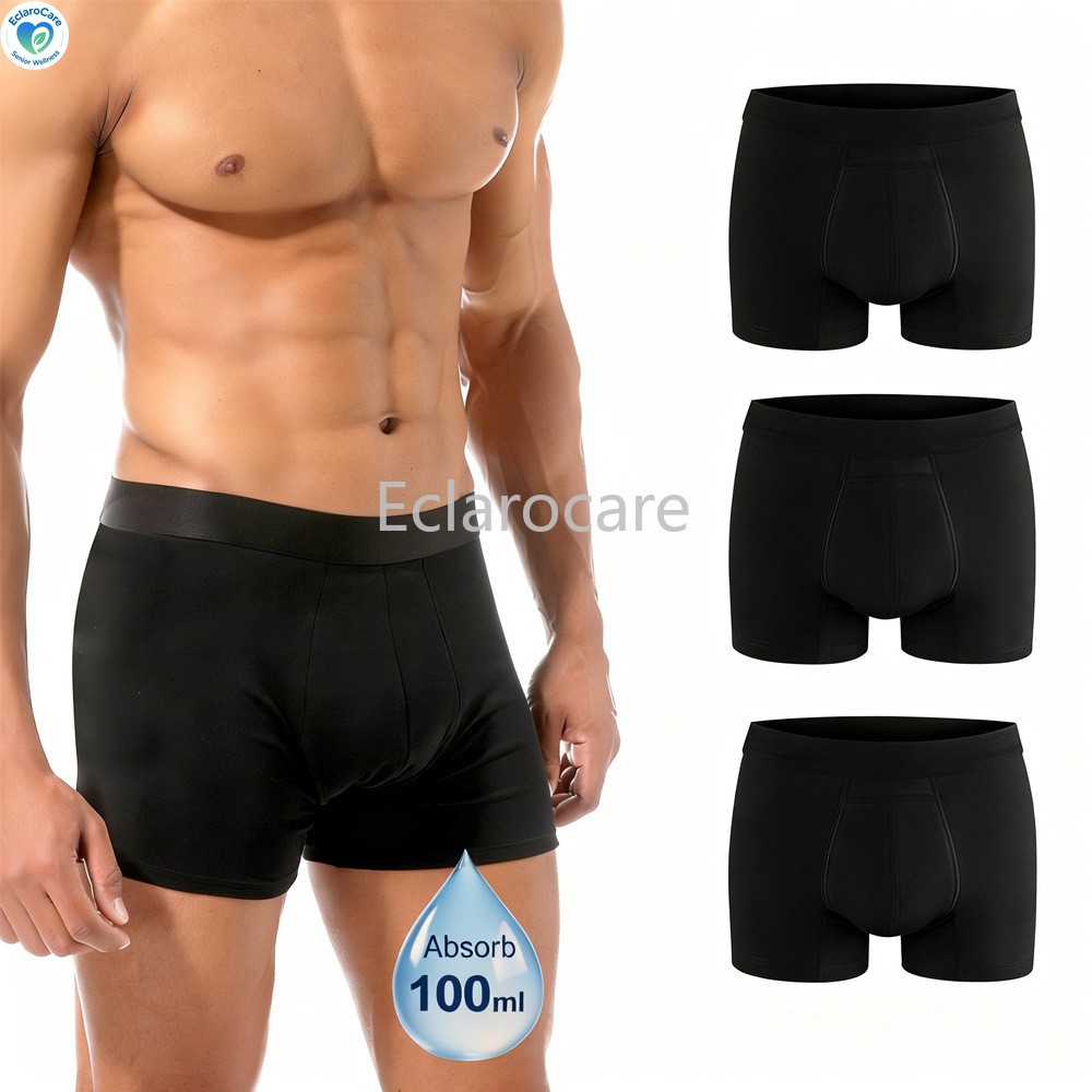 2PCS Washable Incontinence Underwear for Men Leakproof Urinary Bladder Leakage