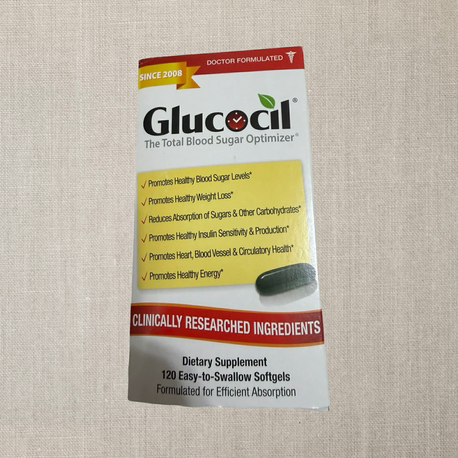 New Bottles Glucocil/Total Blood Sugar Optimizer Easy Swallow Softgel Shipping