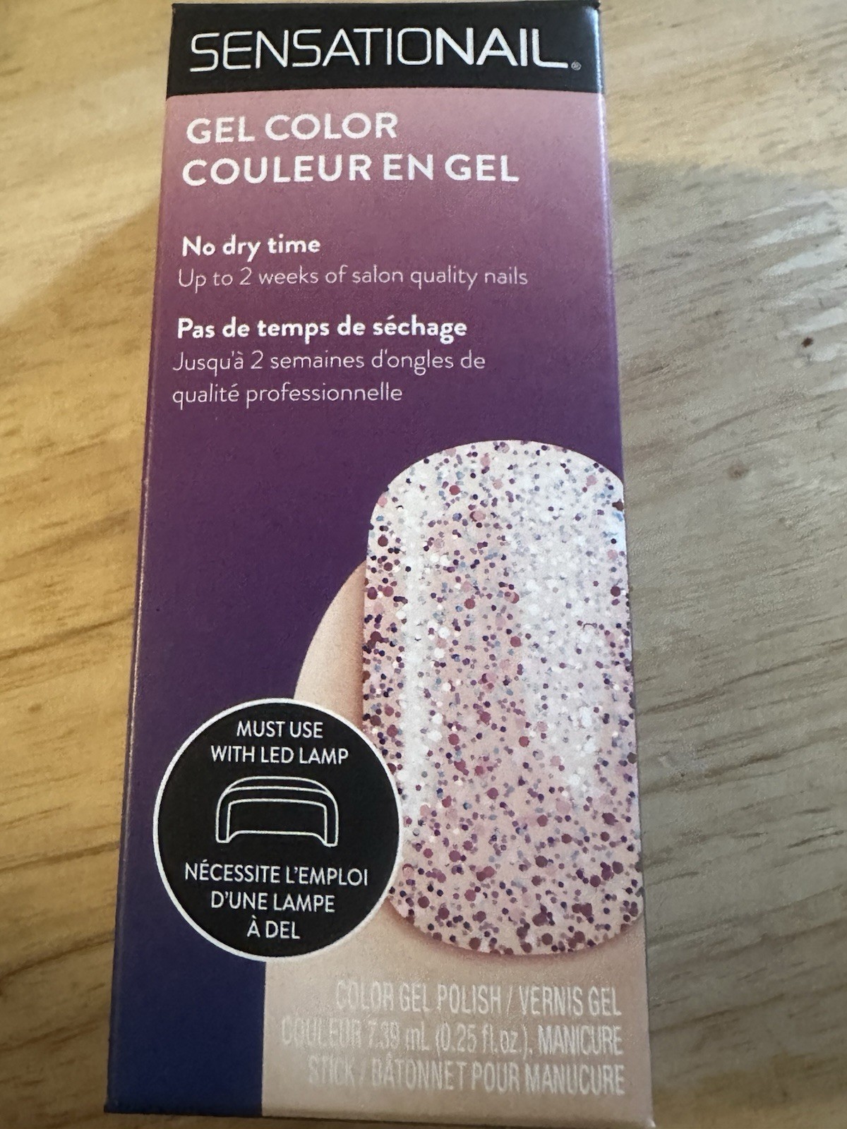 Sensationail Gel Color Gel Nail Polish Purple Glitter 0.25 fl oz