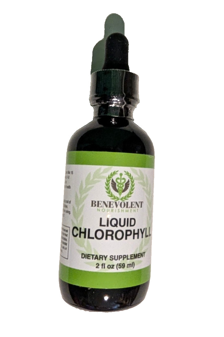 Benevolent Chlorophyll Liquid Drops Supplement 2 FL OZ (59mL) Best By April 2027