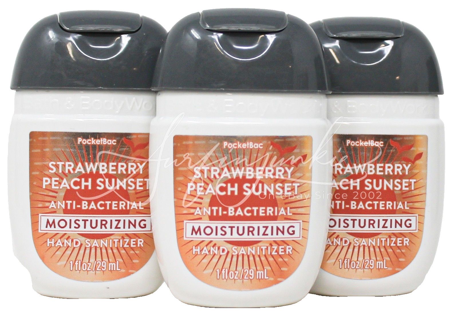 Bath Body Works Strawberry Peach Sunset Pocketbac Hand Sanitizer Anti Bac Gel 3p