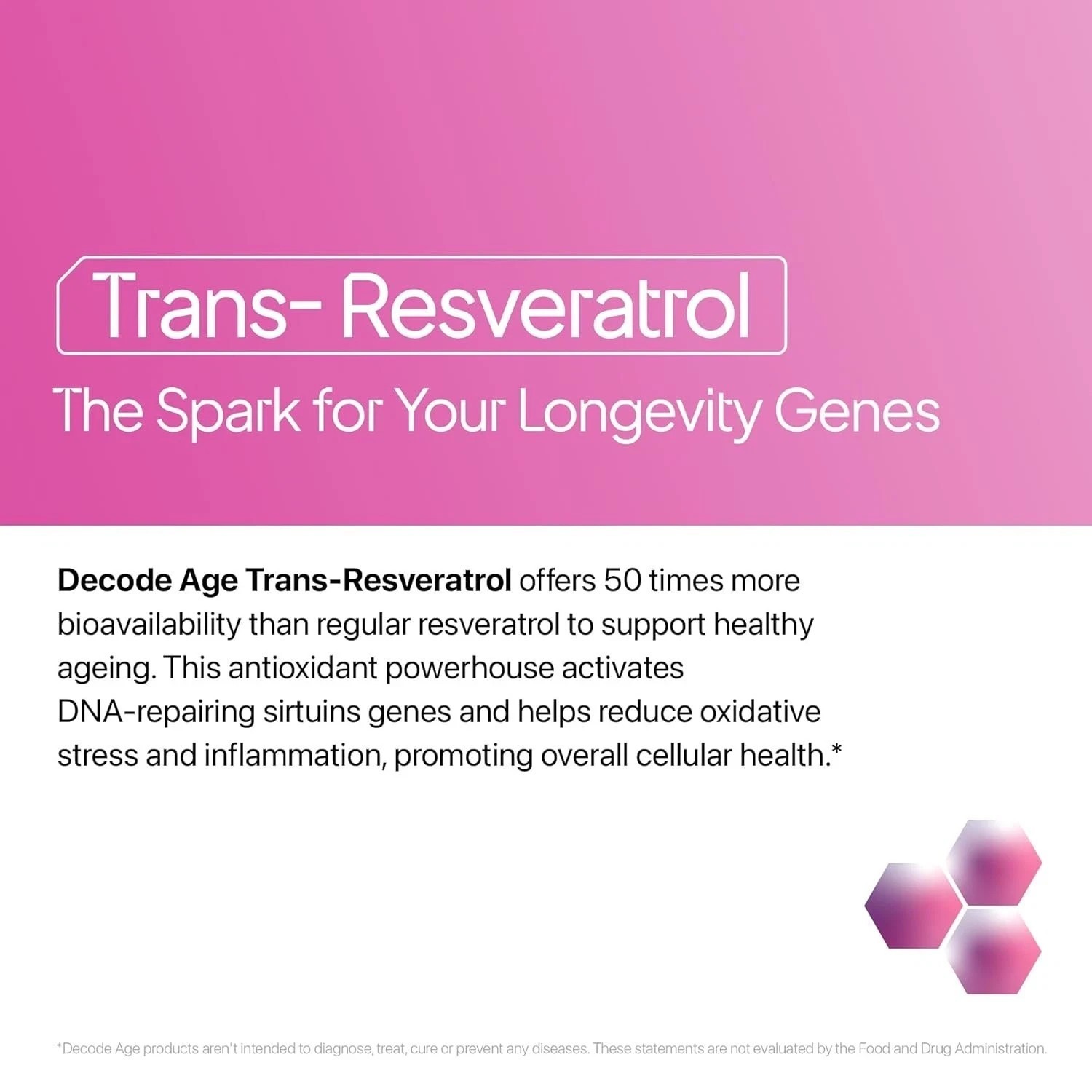 Decode Age Trans-Resveratrol 500 mg | Proven Antioxidant Supplement – 60N
