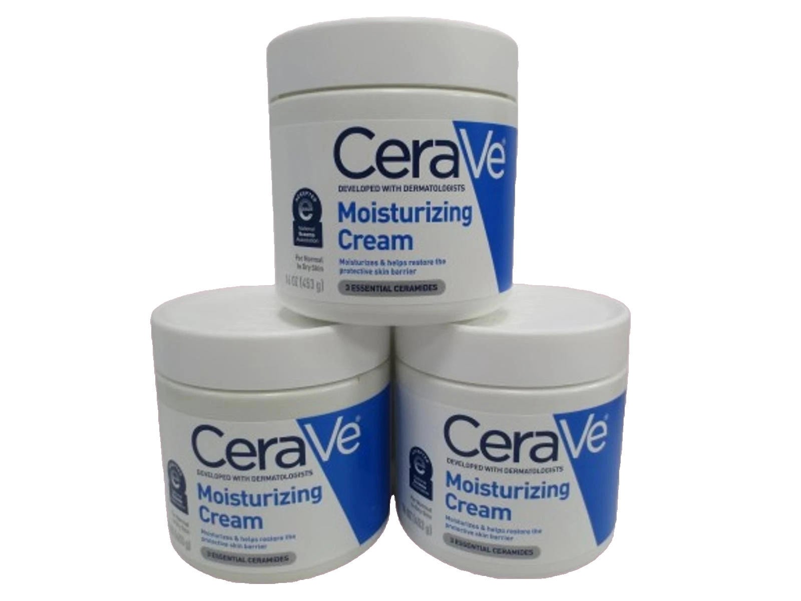 CERAVE MOISTURIZING CREAM FACE & BODY NORMAL TO DRY SKIN 16 OZ NWOB 3PC.