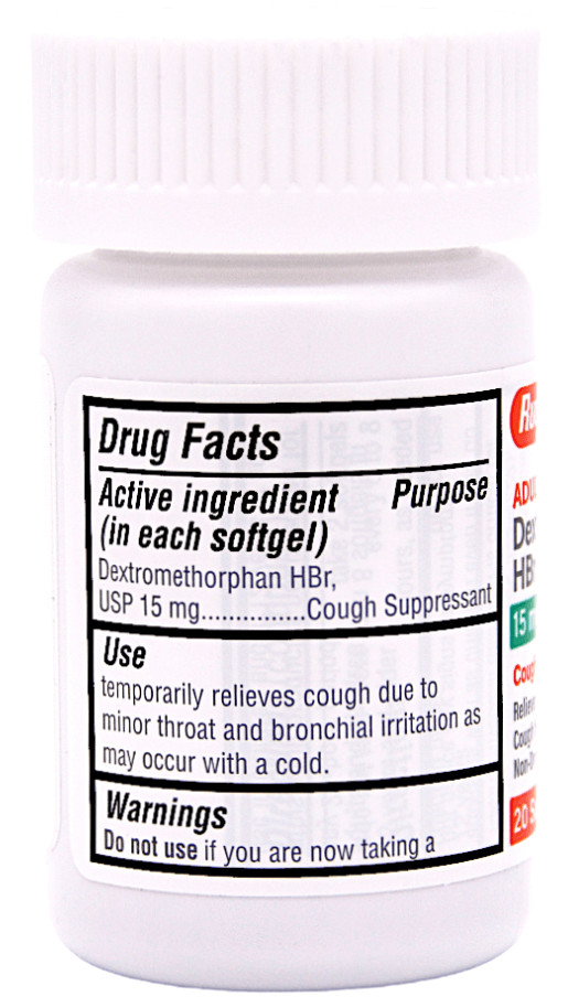 Rugby Dextromethorphan 15mg – 20 Softgels | Robitussin Cough Gel 3-2025 (5 Pack)