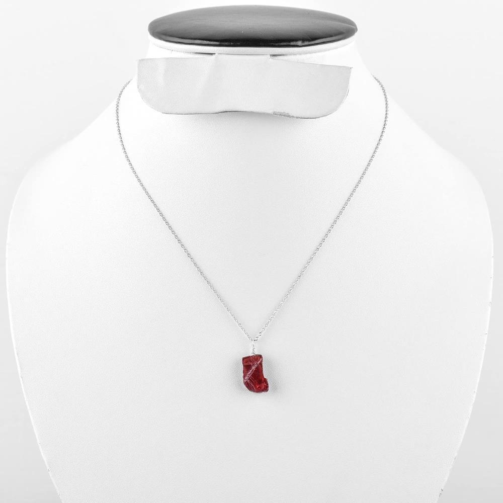 QNAVIC Natural Raw Malaya Garnet Gemstone Dainty Pendant Necklace