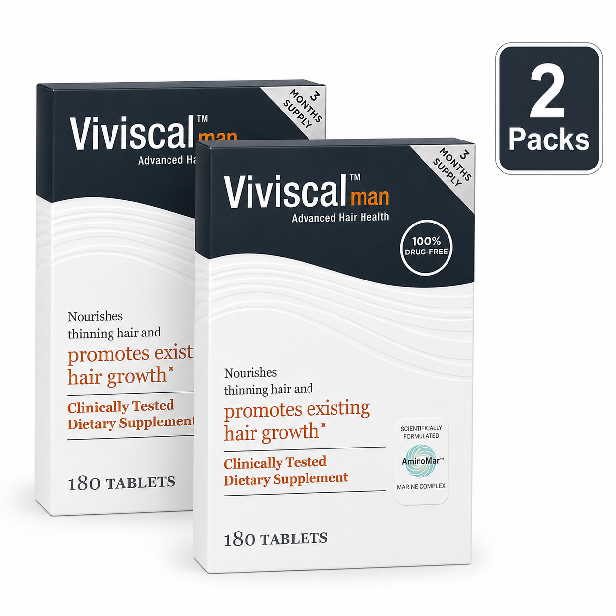 2 Pack 360 Count Viviscal Man Hair Health Supplement Hair Vitamins Exp 2028