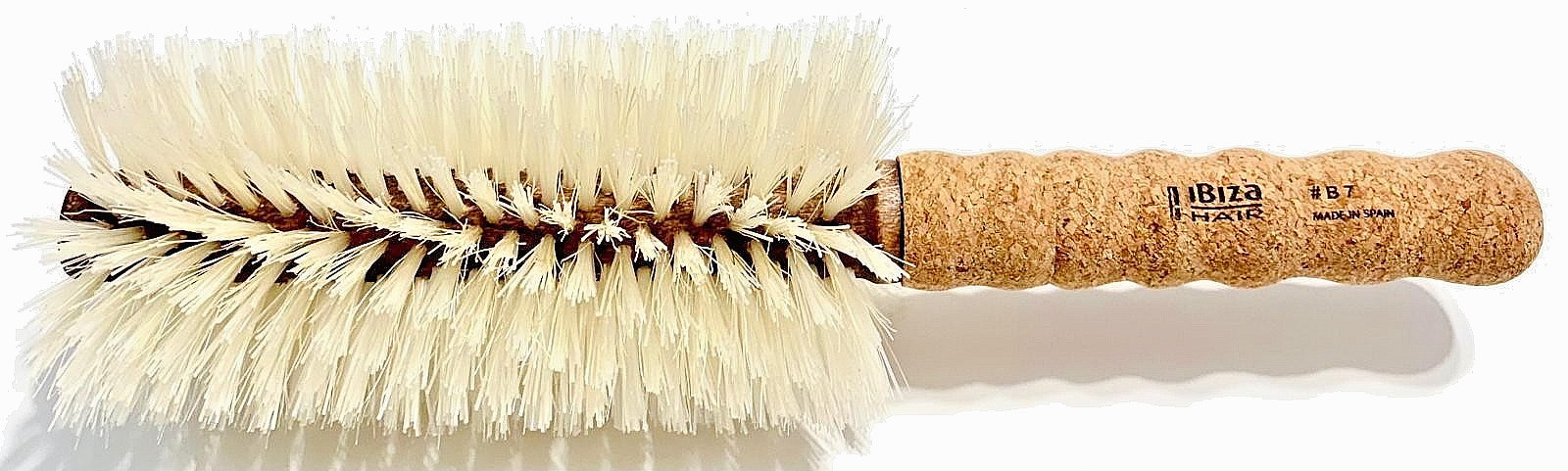 Ibiza Hair B7 Extra Large Blonde Boar Bristle Round Brush 70mm Cork Handle Spain