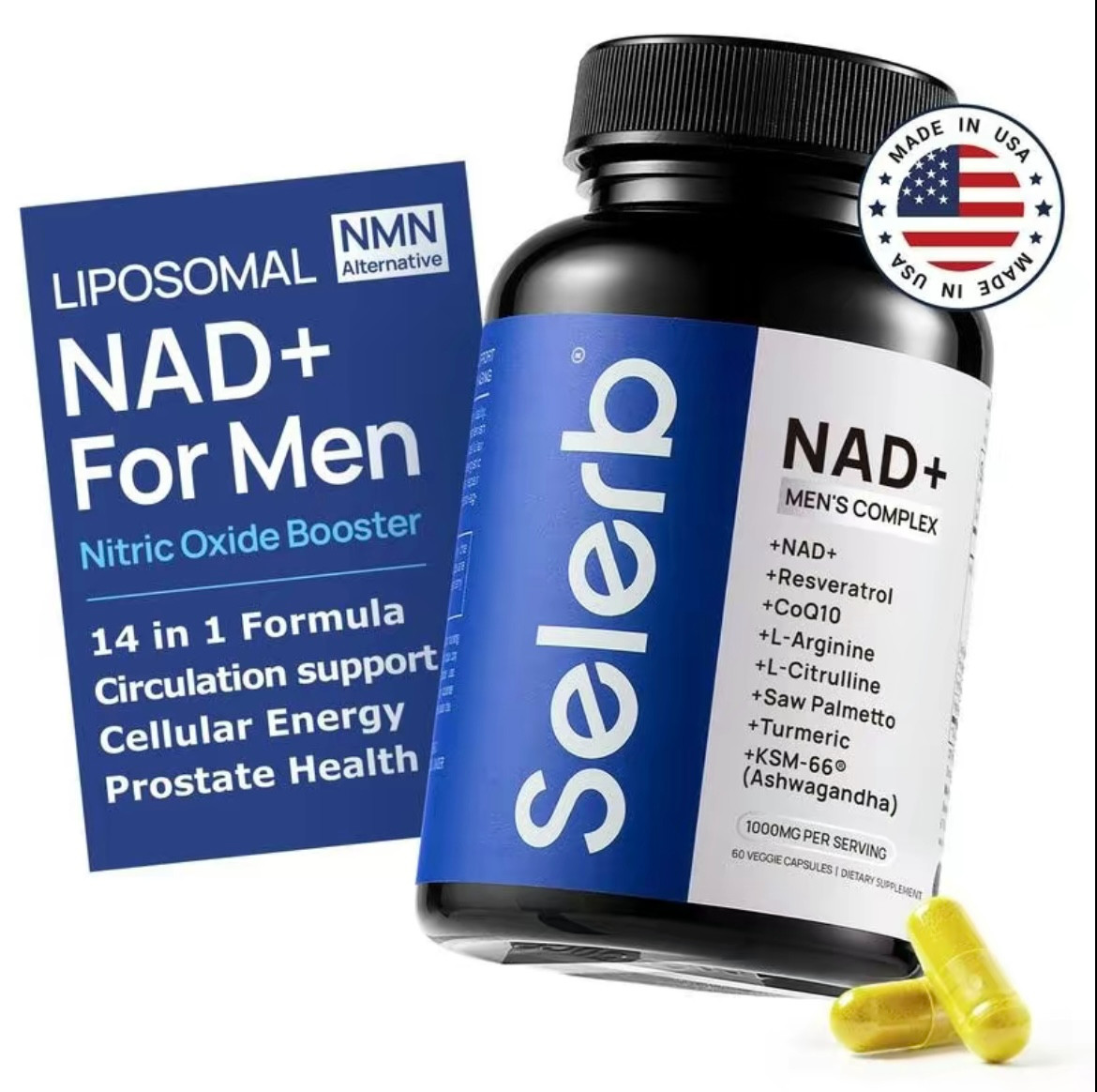 NAD+ Supplement for Men – Prostate & Circulation Support, Natural Dietary Vitami