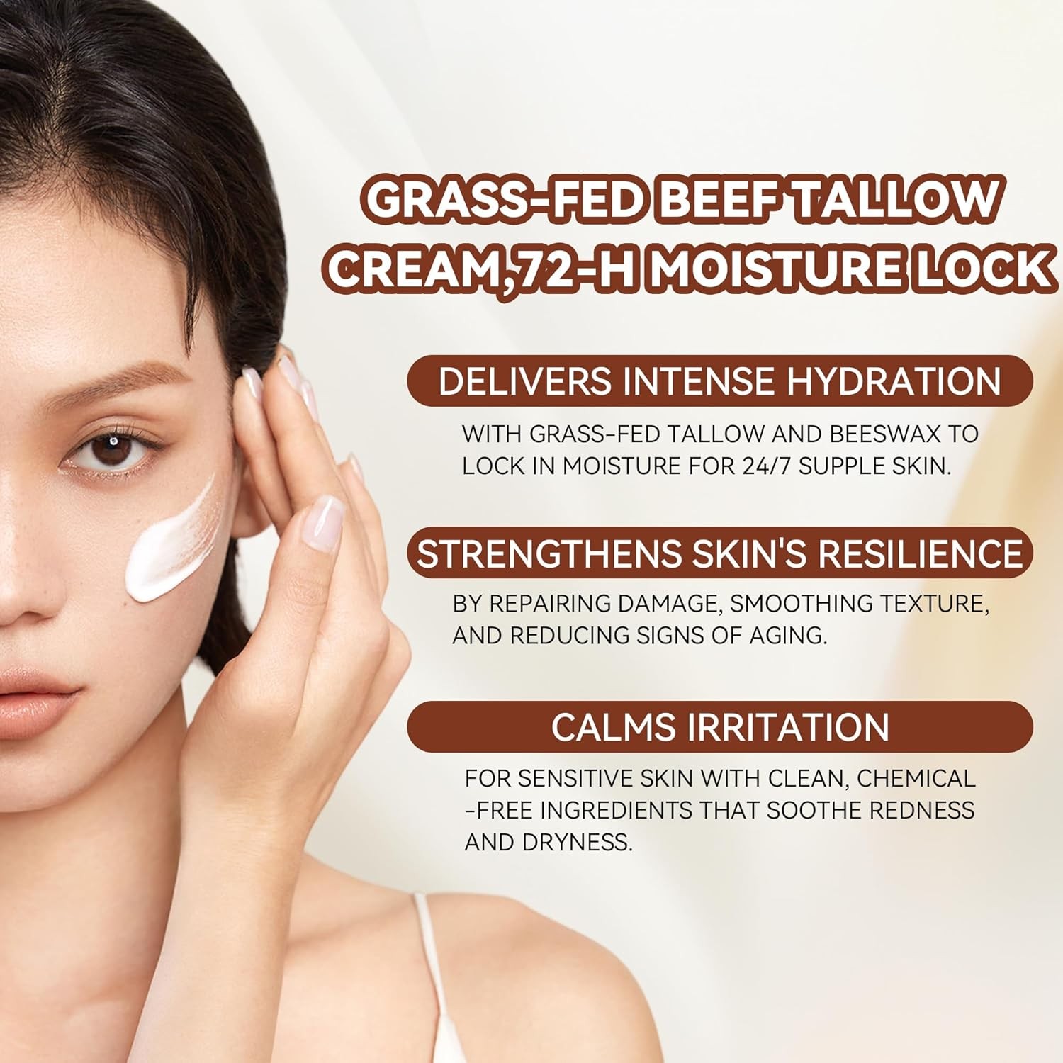 Organic Grass Fed Whipped Beef Tallow 4.2 Fl Oz Skin Care Moisturizer Balm