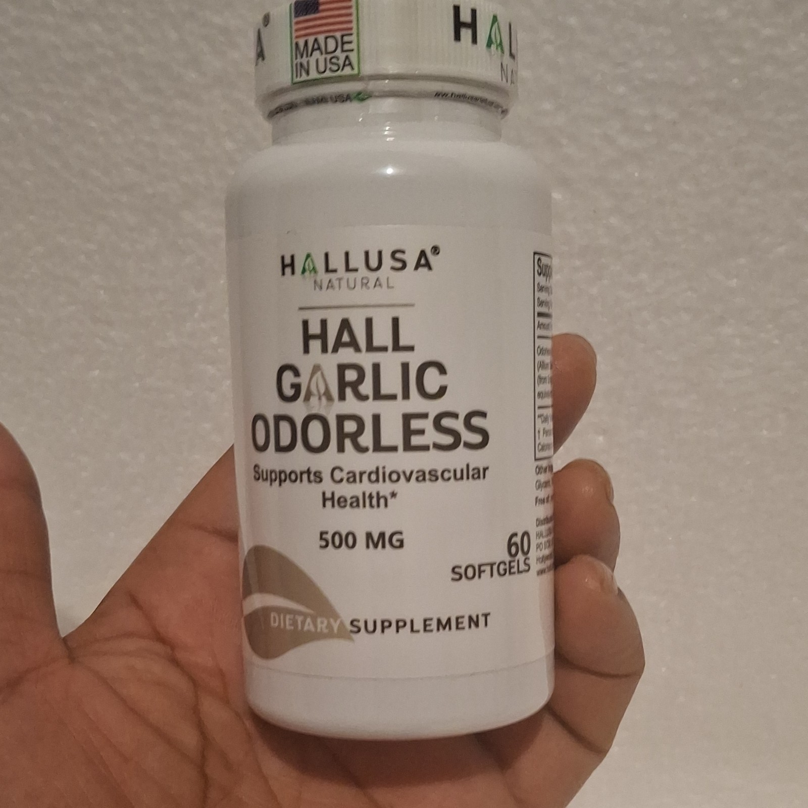 Hallusa Natural Odorless Garlic 500 mg Cardiovascular Health 60 Softgels