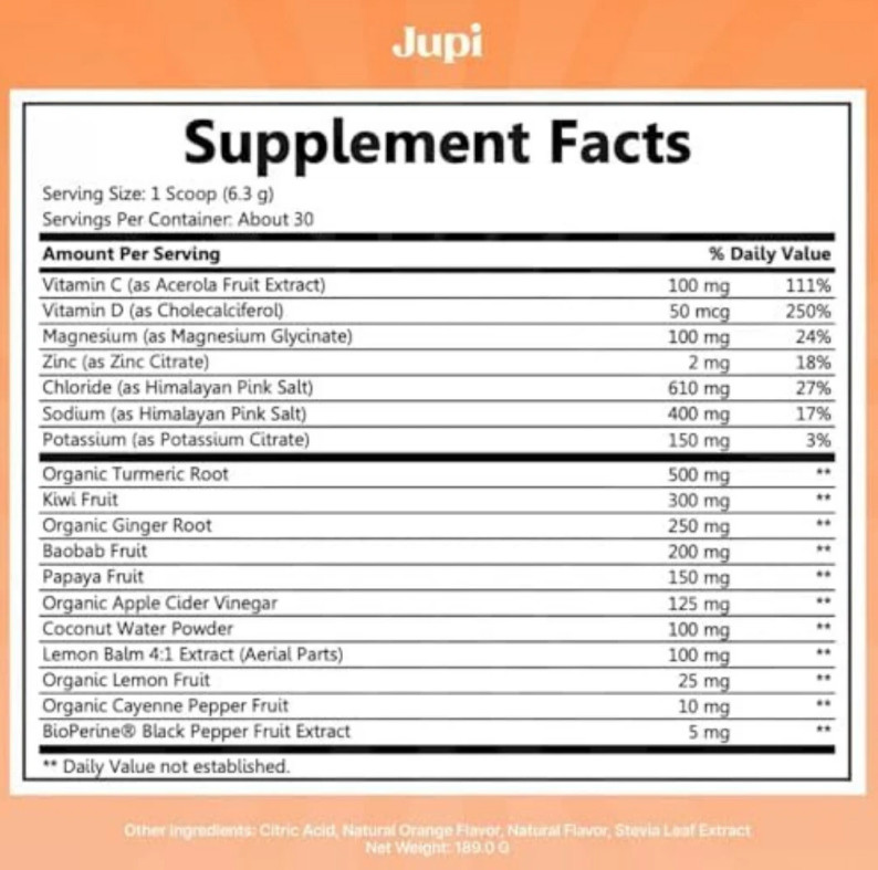 Jupi Hydration & Wellness Powder – Turmeric & Ginger shots, Vitamin C Supplement