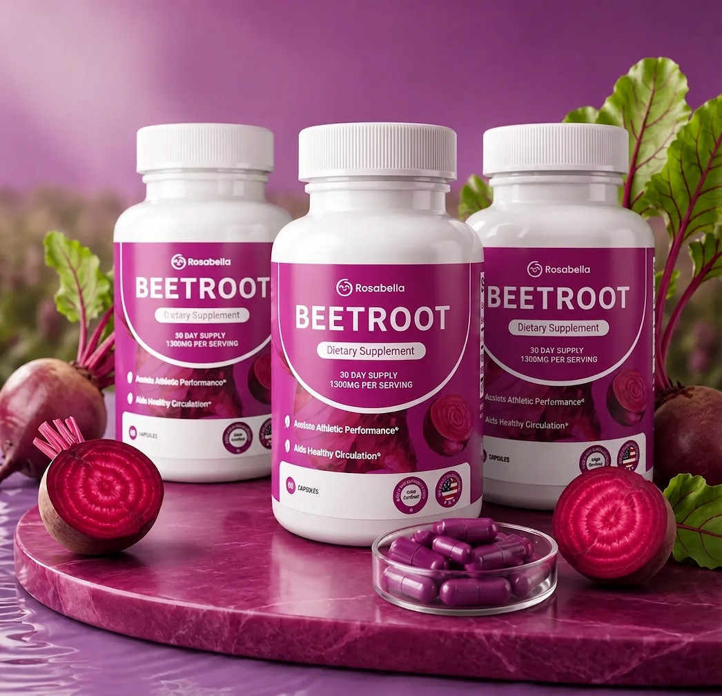 3X Rosabella Organic Beet Root 60 Capsules Natural Energy Boost Blood Pressure