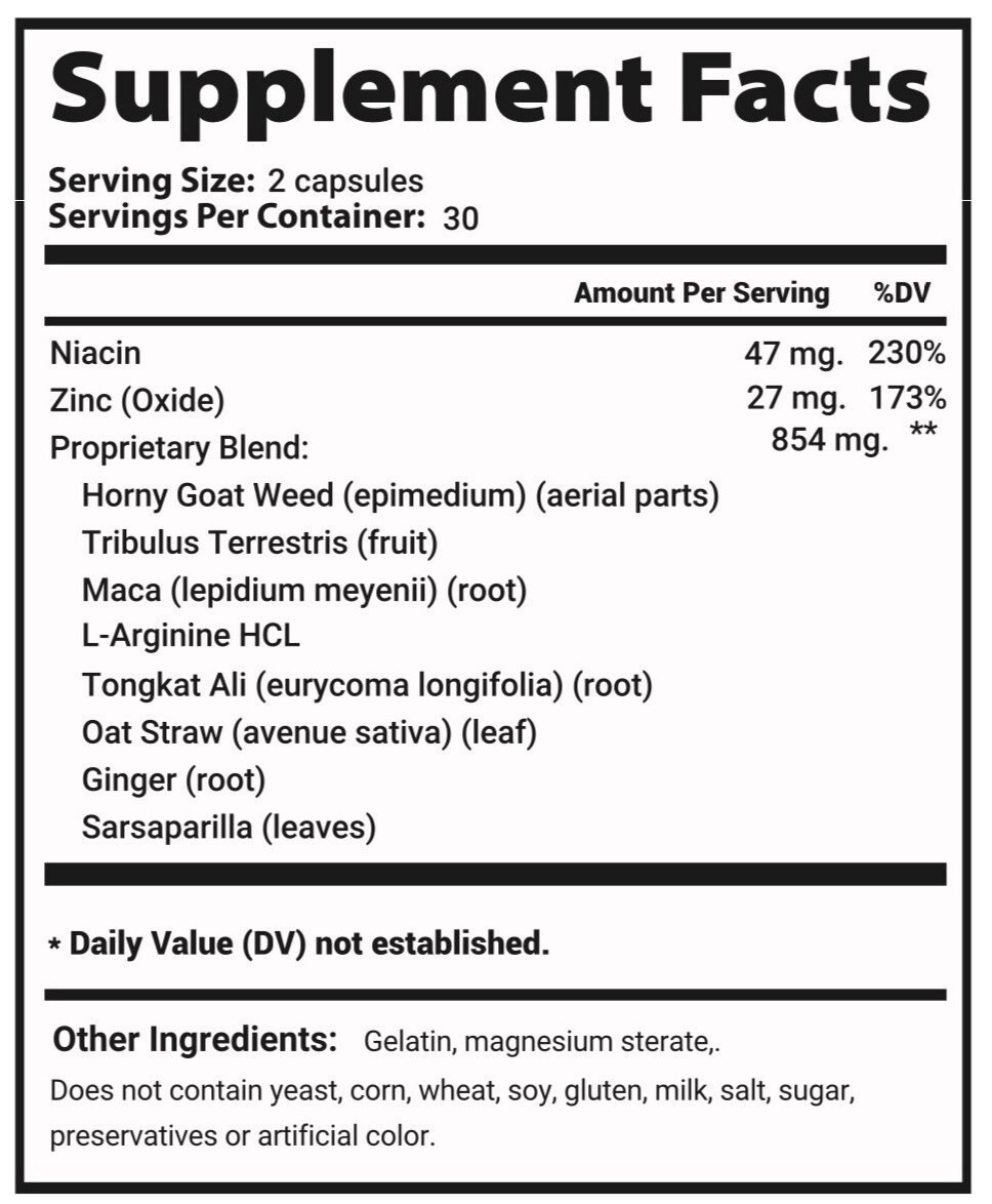 Mars Men Mens Health Herbal Support 60 Capsules Natural Supplement 1 Bottle