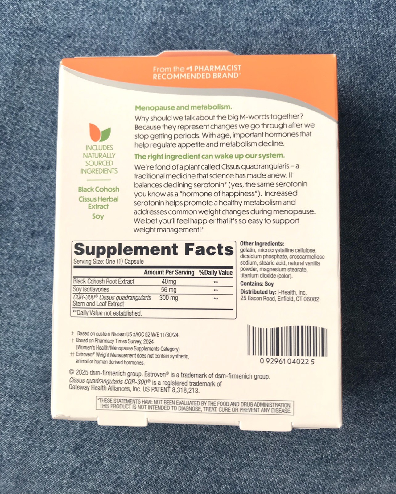 Estroven Menopause Relief – Weight Management – 30 Capsules – Exp. 07/27