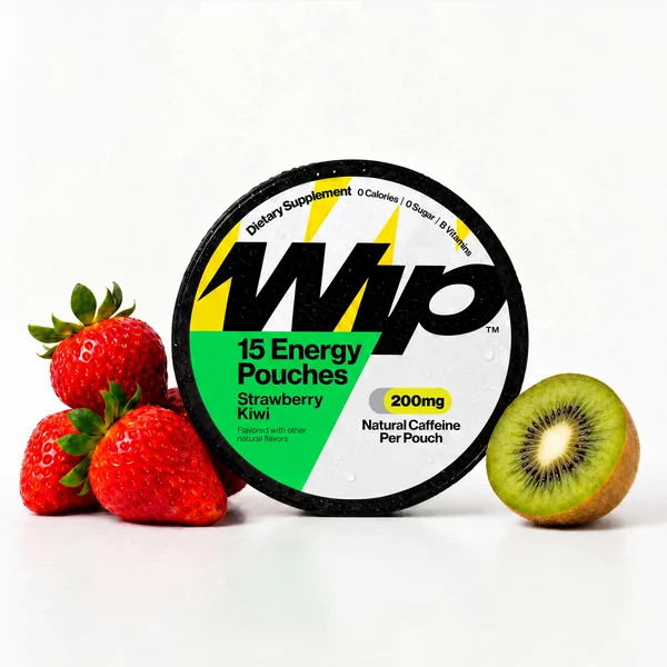 WIP Energy Pouches Strawberry Kiwi 200 mg 15 Count Caffeine Sugar Free
