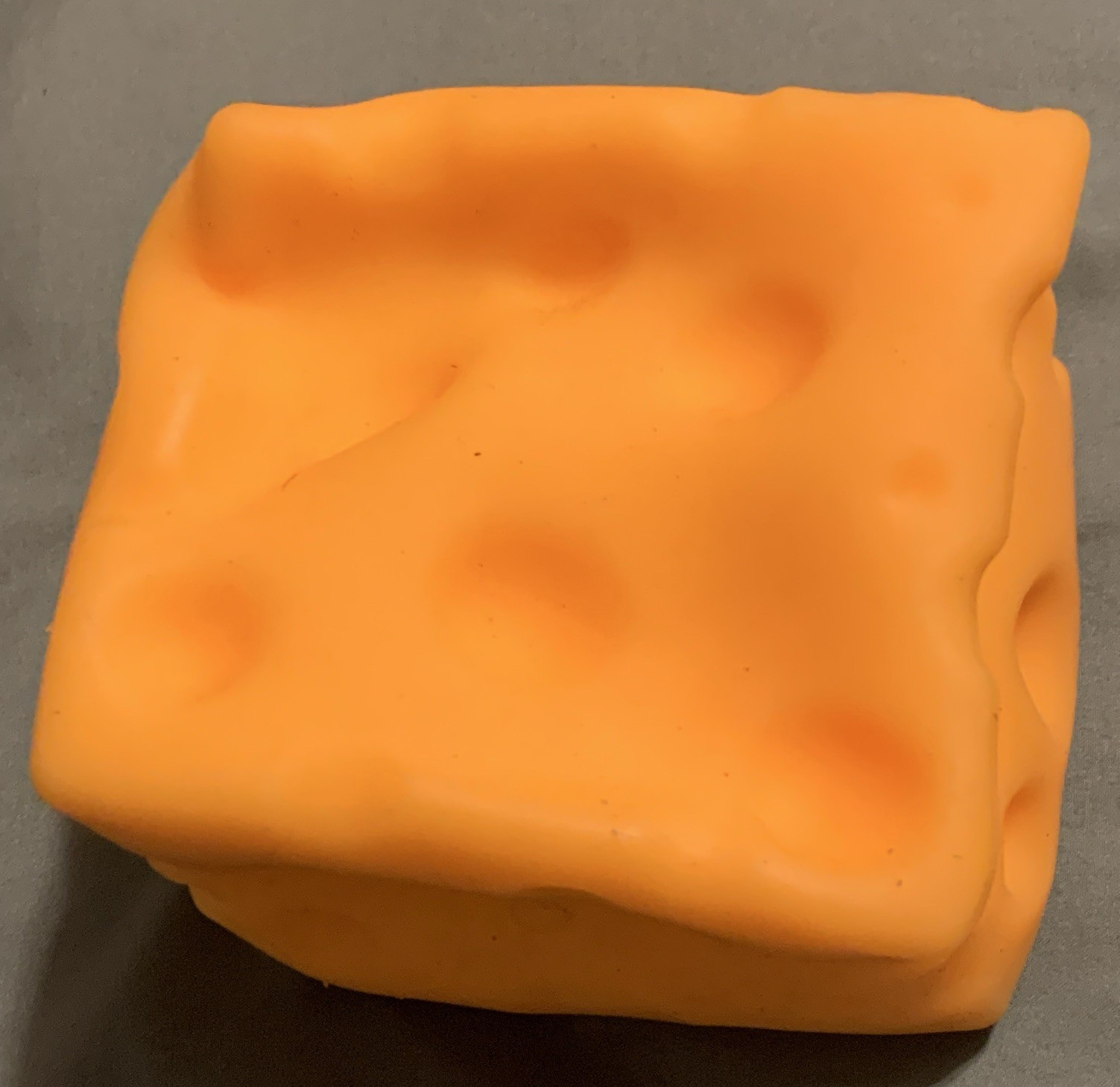 Yellow Cheese-Shaped Foam Squeeze Ball Stress Reliever Toy 3x3x2 in