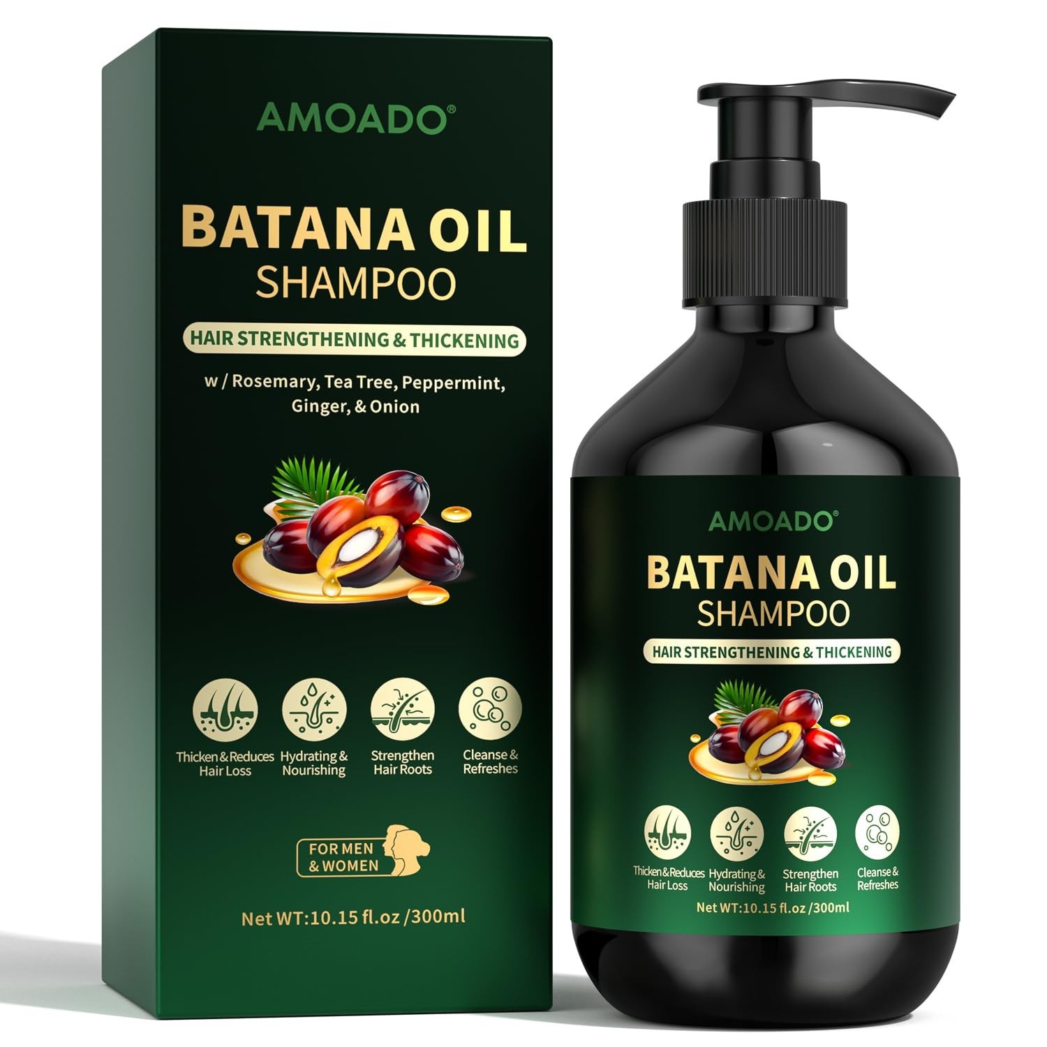 Batana Oil Shampoo with Rosemary & Tea Tree for Thicker Stronger Hair