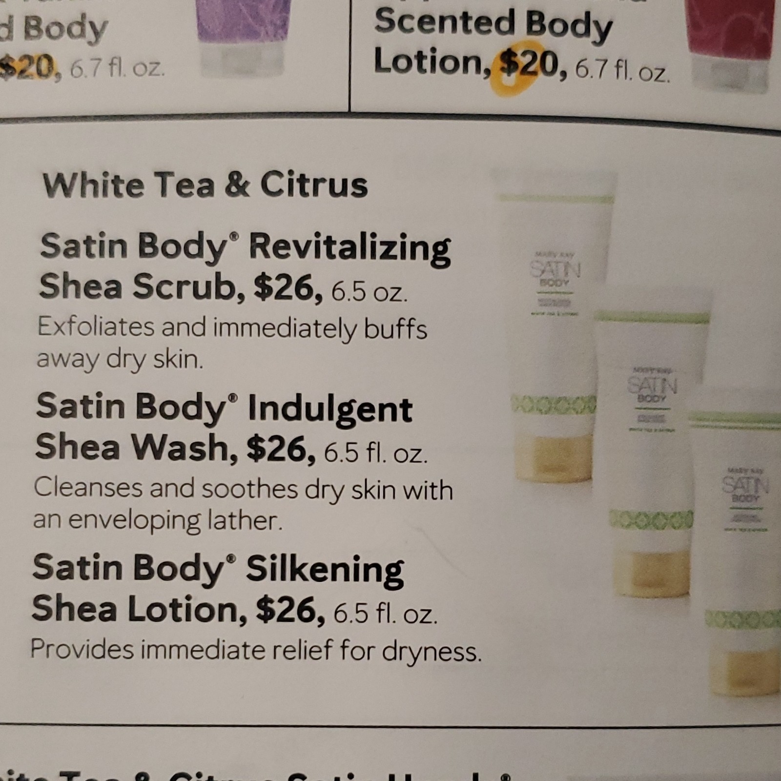 Mary Kay Satin Body Revitalizing Shea Body Scrub White Tea & Citrus 6.5 oz