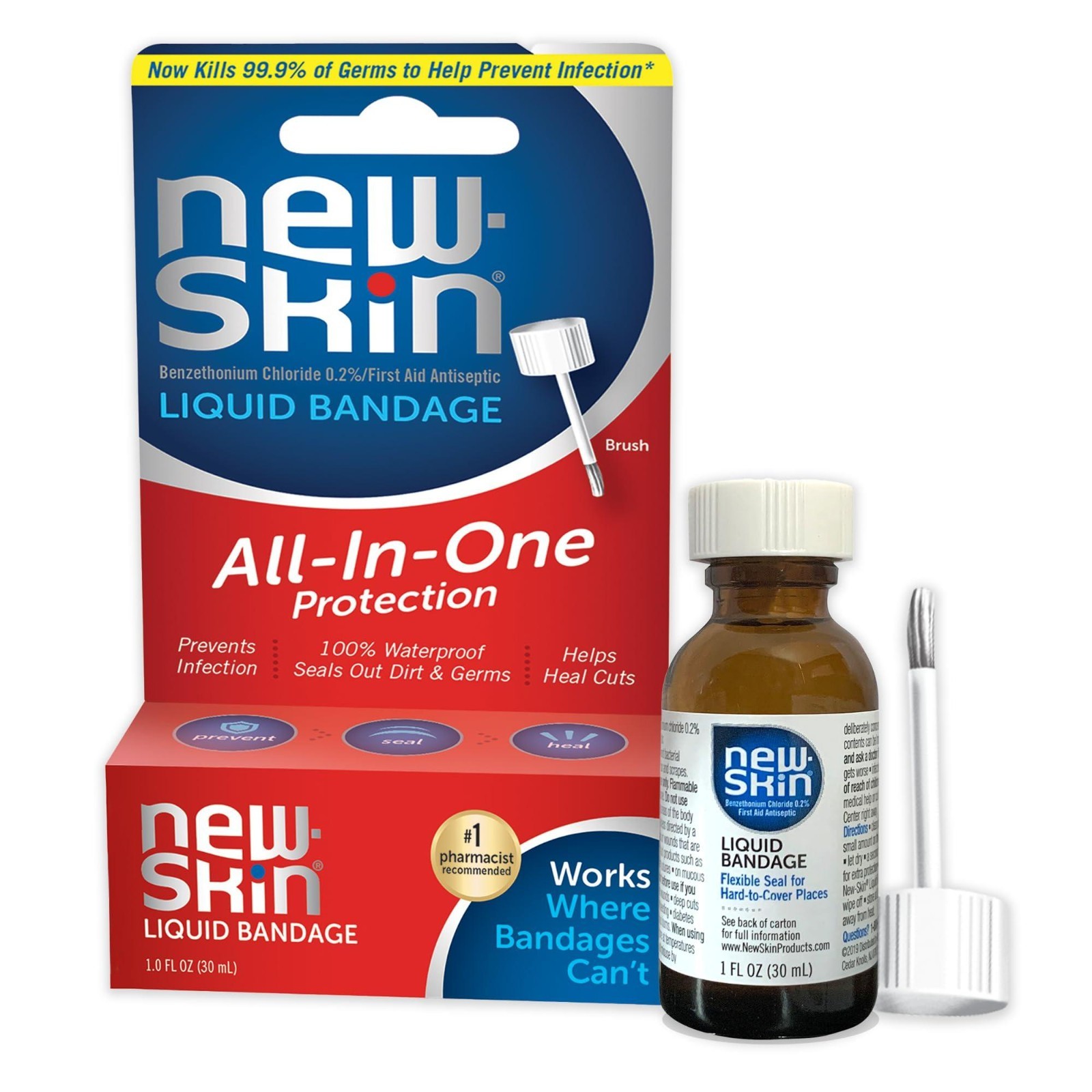New-Skin Liquid Bandage – Waterproof Protection for Scrapes & Minor Cuts 1 fl oz