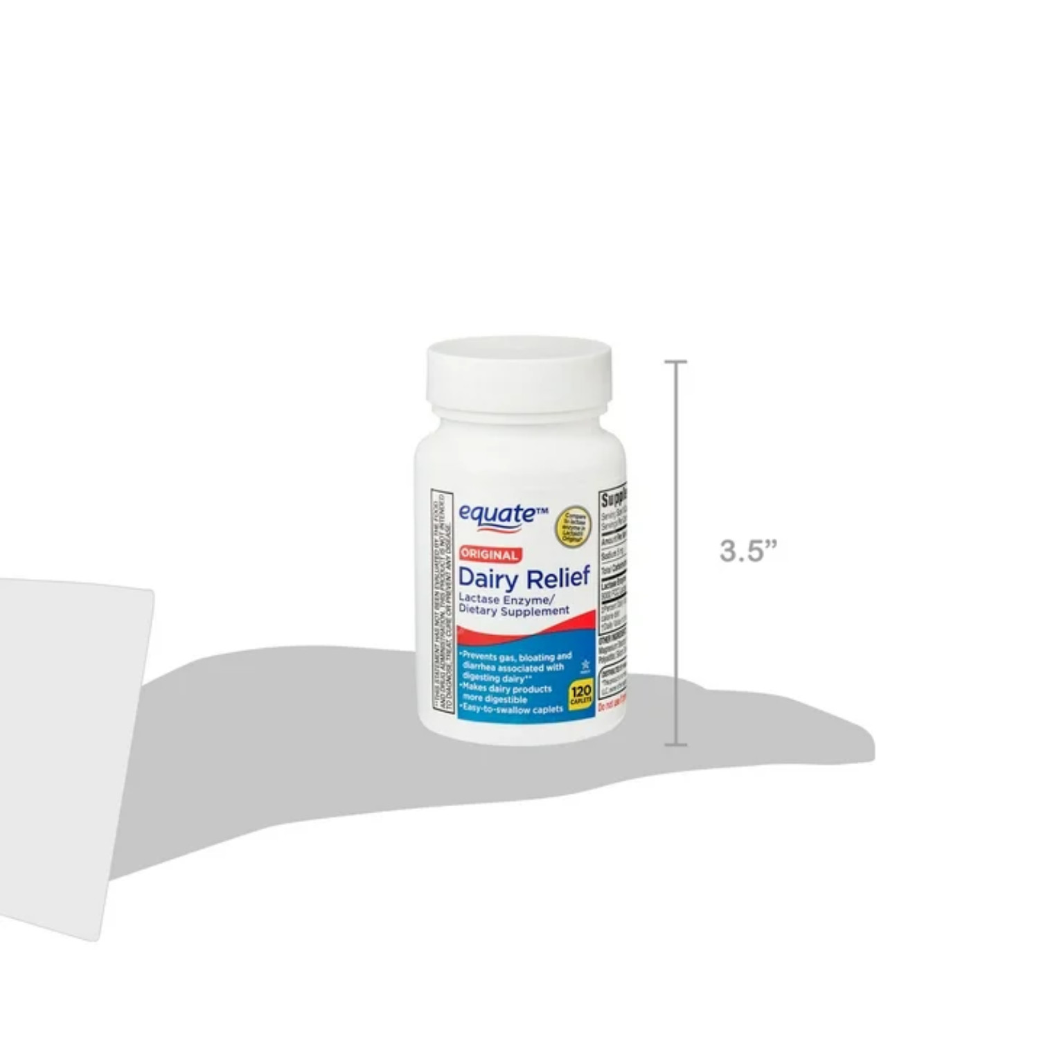 Equate Dairy Relief Caplets Original Support Diarrhea Easy-to-swallow, 120 Count