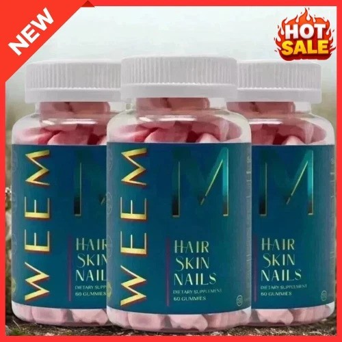 WEEM Hair Skin and Nails Gummies, Vegan biotin Vitamins, Healthy Hair- Pack of 3